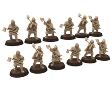 Load image into Gallery viewer, Vendel Era - Spearmen Warriors at rest, Germanic Tribe Warband, 7 century, miniatures 28mm for wargame Historical... Medbury miniature
