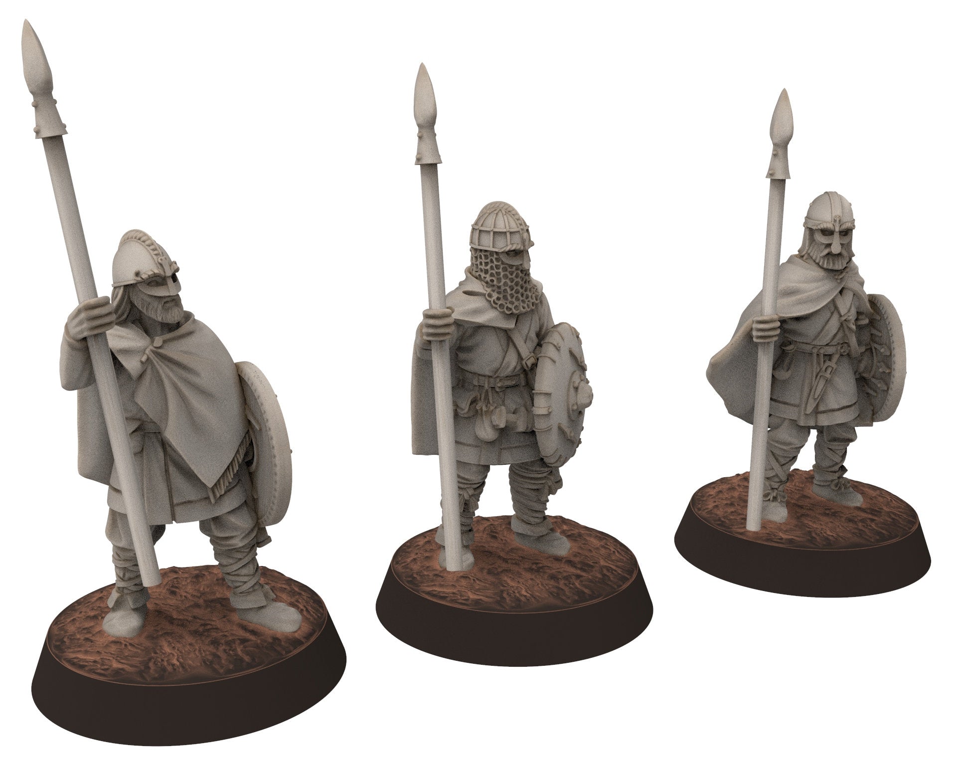 Wildmen - Wildmen heavy Axemen with shield, Dun warriors warband, Middle rings miniatures for wargame D&D, Lotr... Medbury miniatures