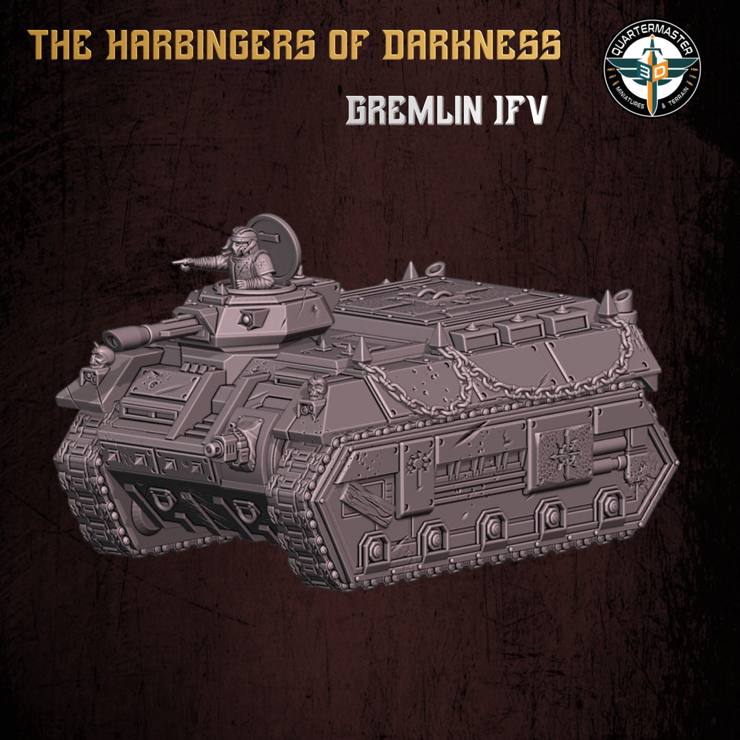 Harbingers of darkness -  Gremlin IFV Heretic Cultist Renegade Armored - Siege of Vos-Phorax, Quartermaster3D wargame modular miniatures