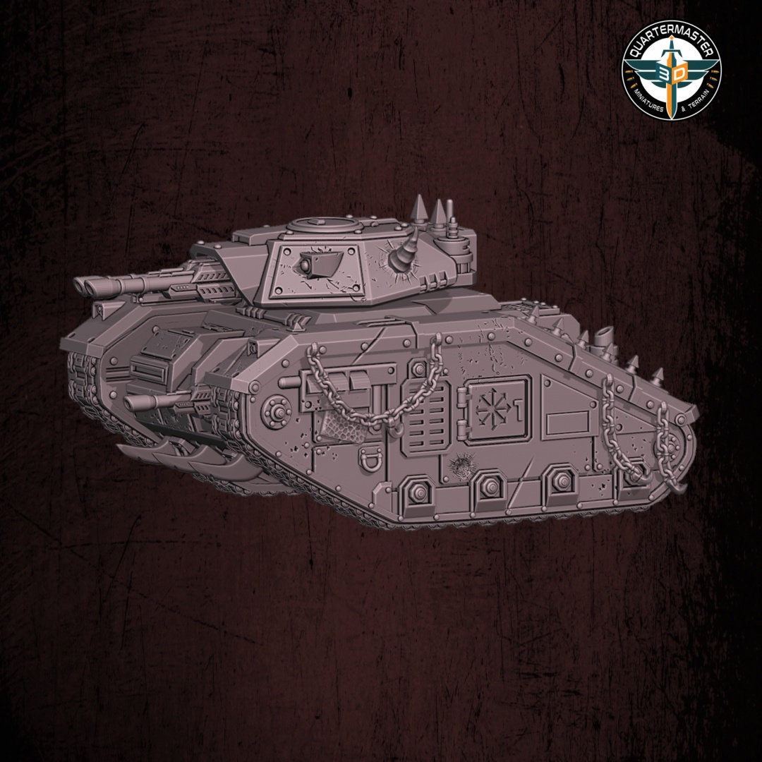 Harbingers of darkness -  Ogre MBT Main Battle Tank - Heretic Renegade - Siege of Vos-Phorax, Quartermaster3D wargame modular miniatures