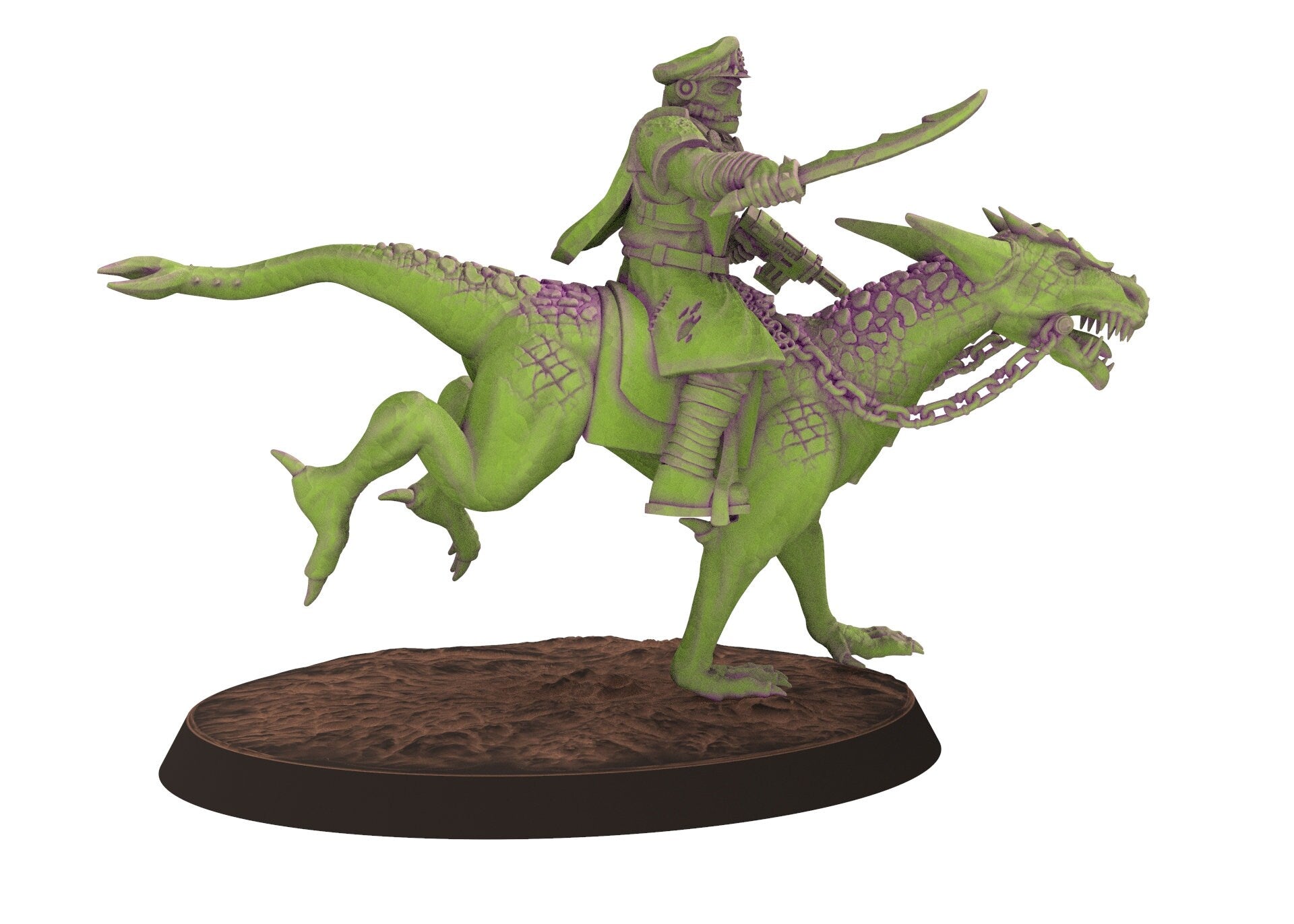 Harbingers of darkness -  Heretic Cultist Lezard riders - Cavalry officer - Siege of Vos-Phorax, Quartermaster3D wargame modular miniatures