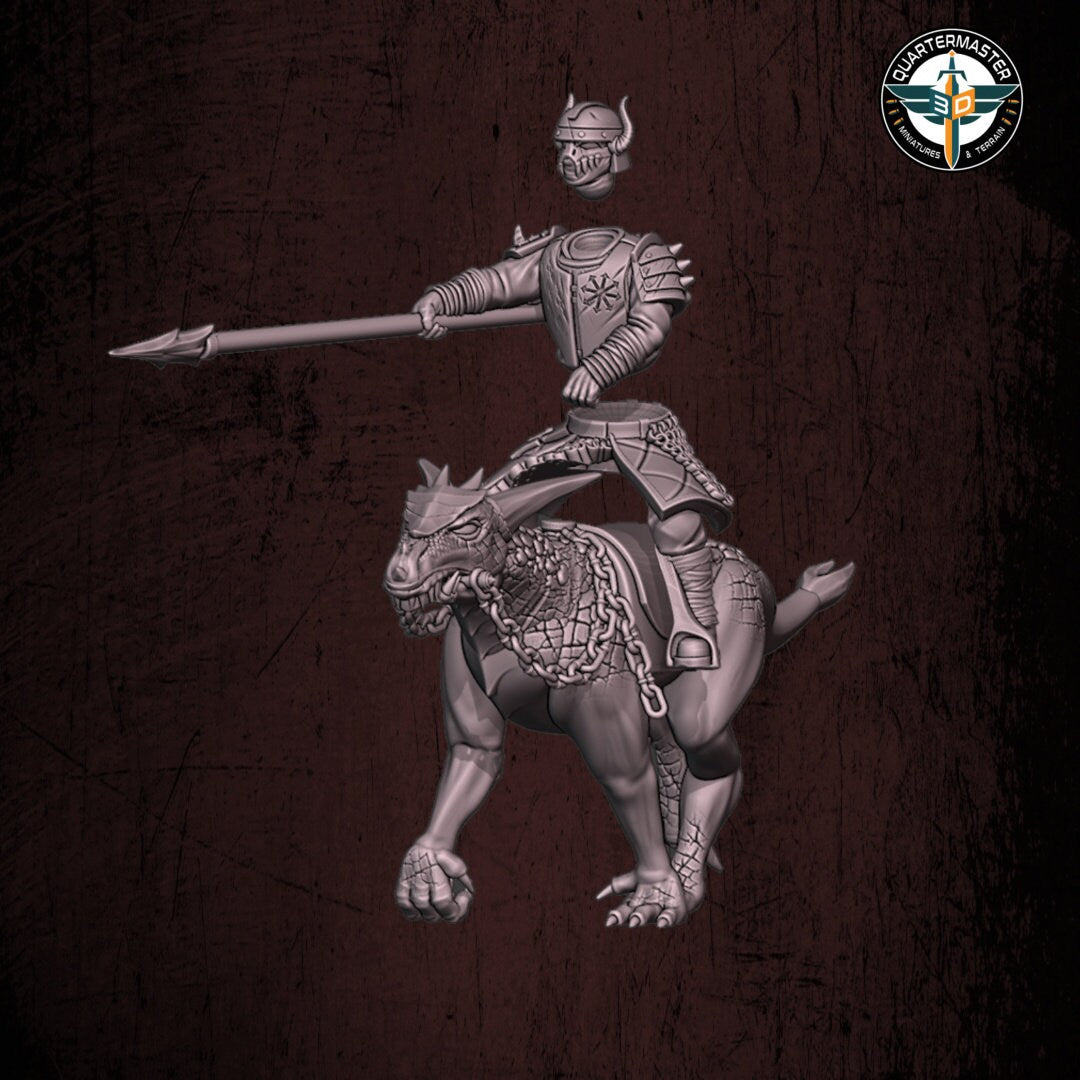 Harbingers of darkness -  Heretic Cultist Lezard riders - Cavalry raiders - Siege of Vos-Phorax, Quartermaster3D wargame modular miniatures