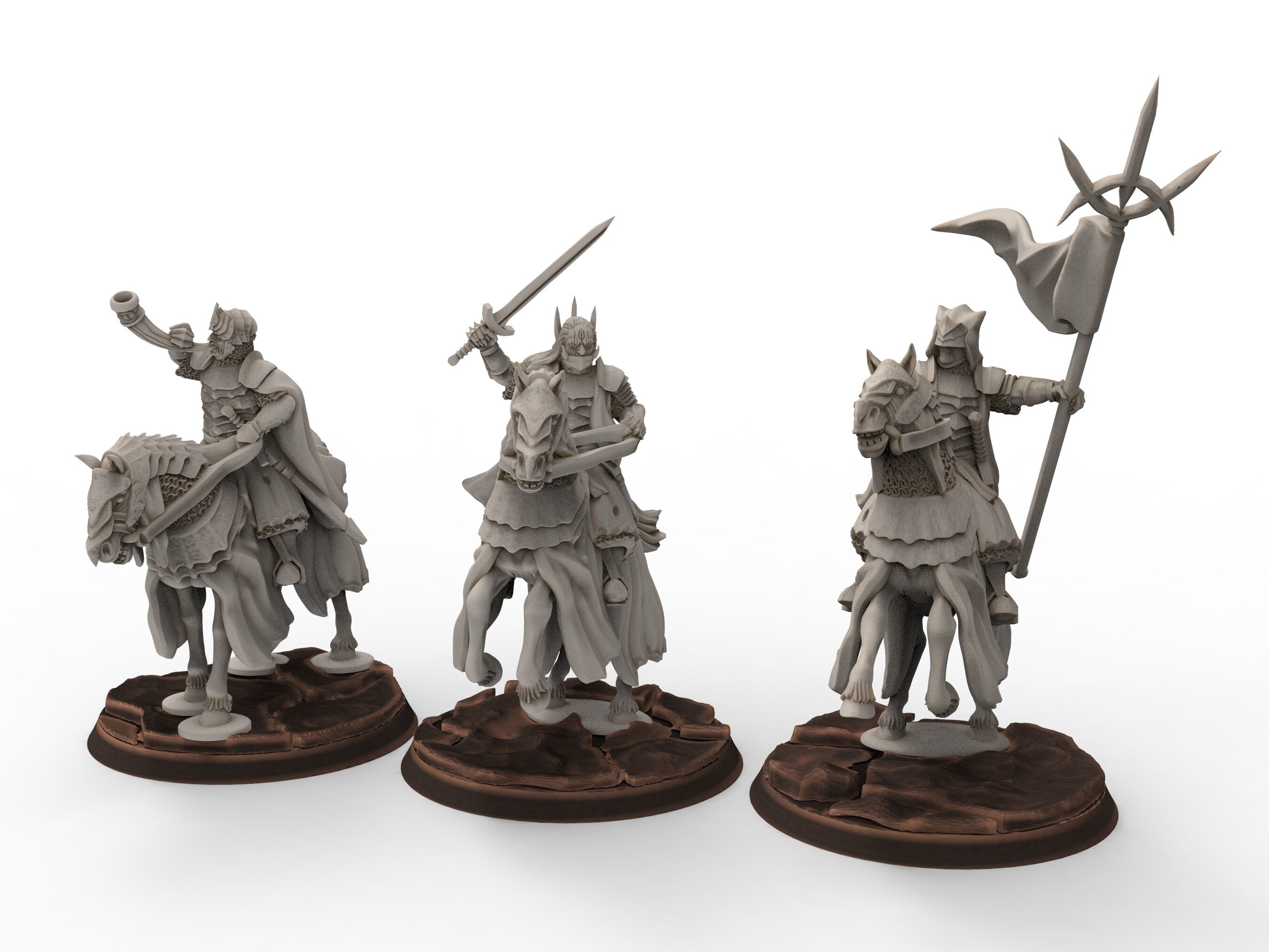 Orcs horde - Dark Souled Staff Mounted, ruins city river, Middle rings miniatures for wargame D&D, Lotr.. Khurzluk Miniatures