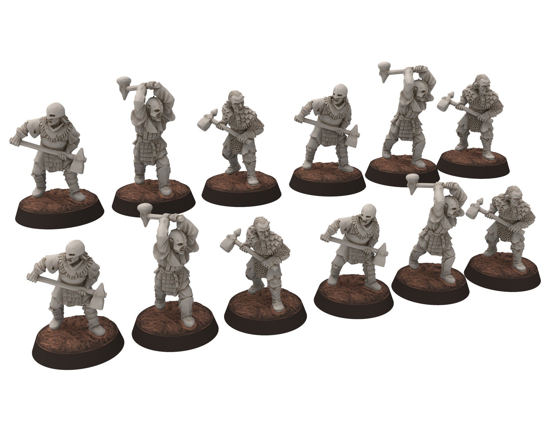 Orcs horde - Orcs with 2 Handed Hammer infantry, Orc warriors warband, Middle rings miniatures for wargame D&D, Lotr... Medbury miniatures