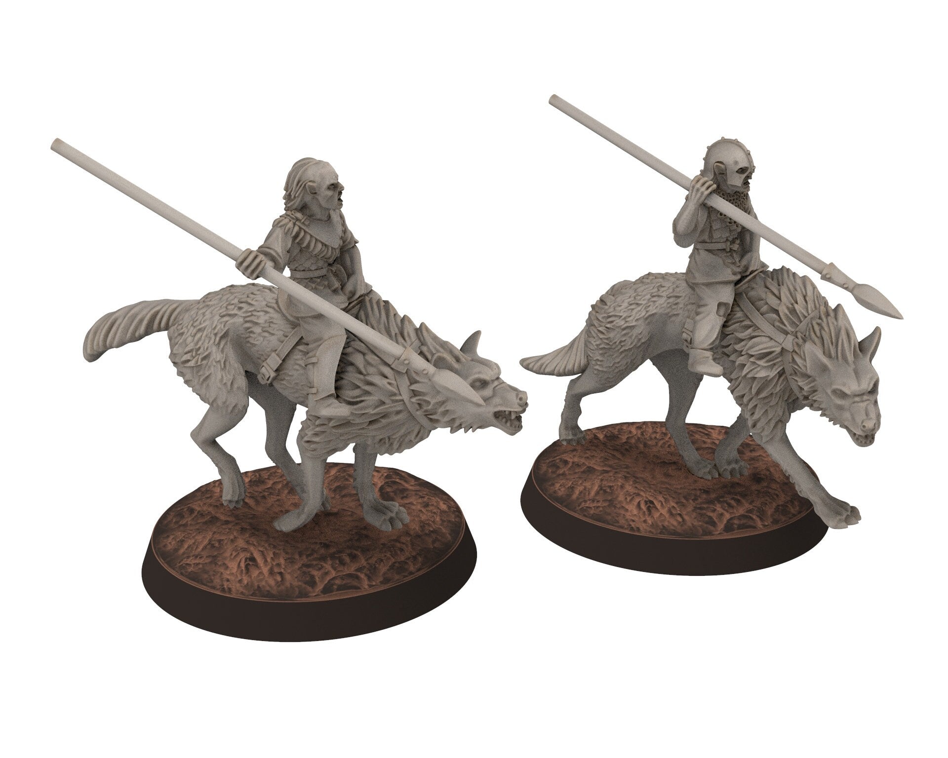 Orcs horde - Orc wolves Riders with Spears, Orc warriors warband, Middle rings miniatures for wargame D&D, Lotr... Medbury miniatures