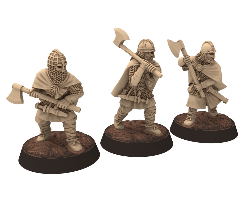 Vendel Era - Heavy Axemen Warriors, Germanic Tribe Warband, 7 century, miniatures 28mm for wargame Historical... Medbury miniature