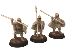 Load image into Gallery viewer, Vendel Era - Spearmen Warriors fighting, Germanic Tribe Warband, 7 century, miniatures 28mm for wargame Historical... Medbury miniature
