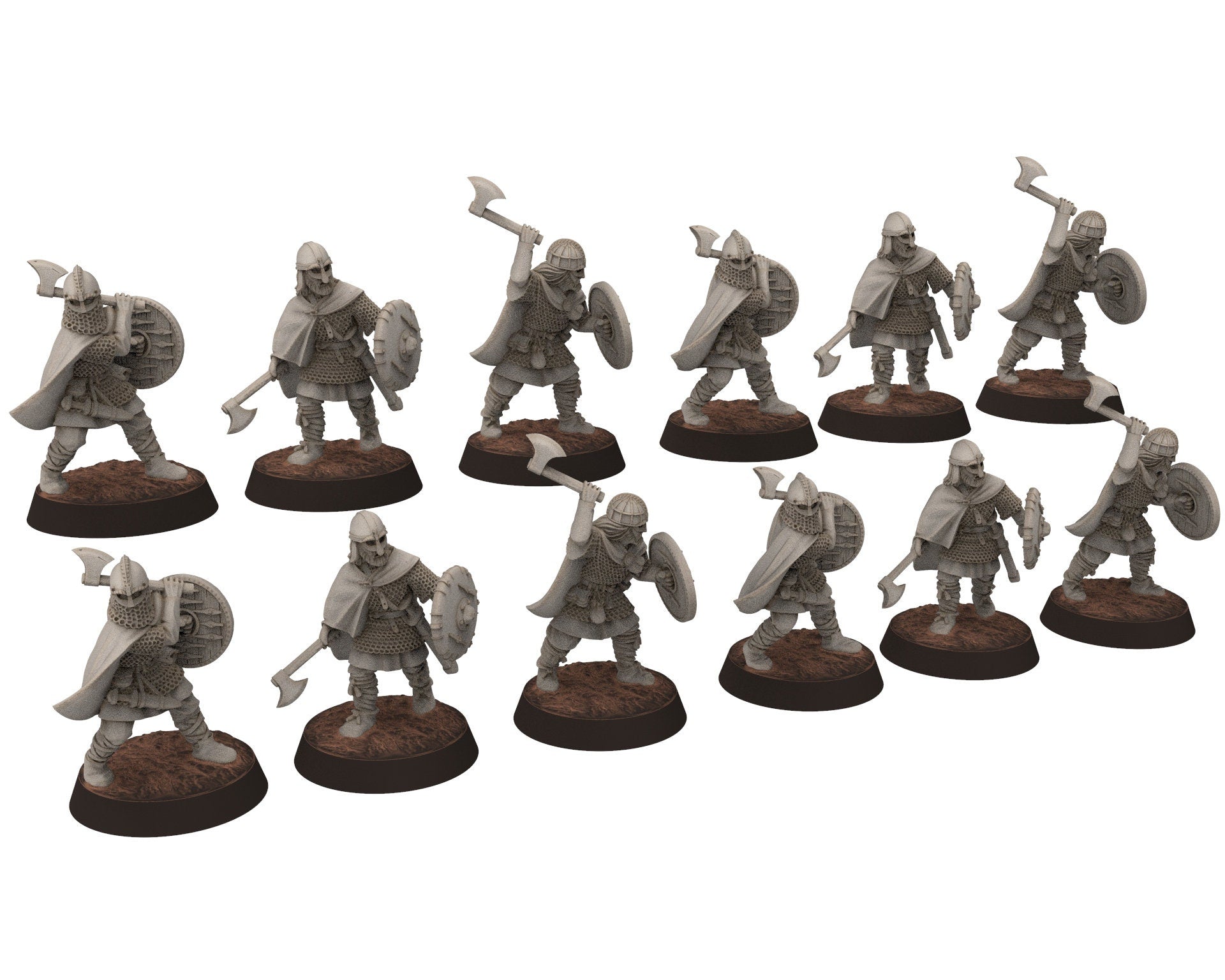 Wildmen - Wildmen heavy Axemen with larges Axes, Dun warriors warband, Middle rings miniatures for wargame D&D, Lotr... Medbury miniatures