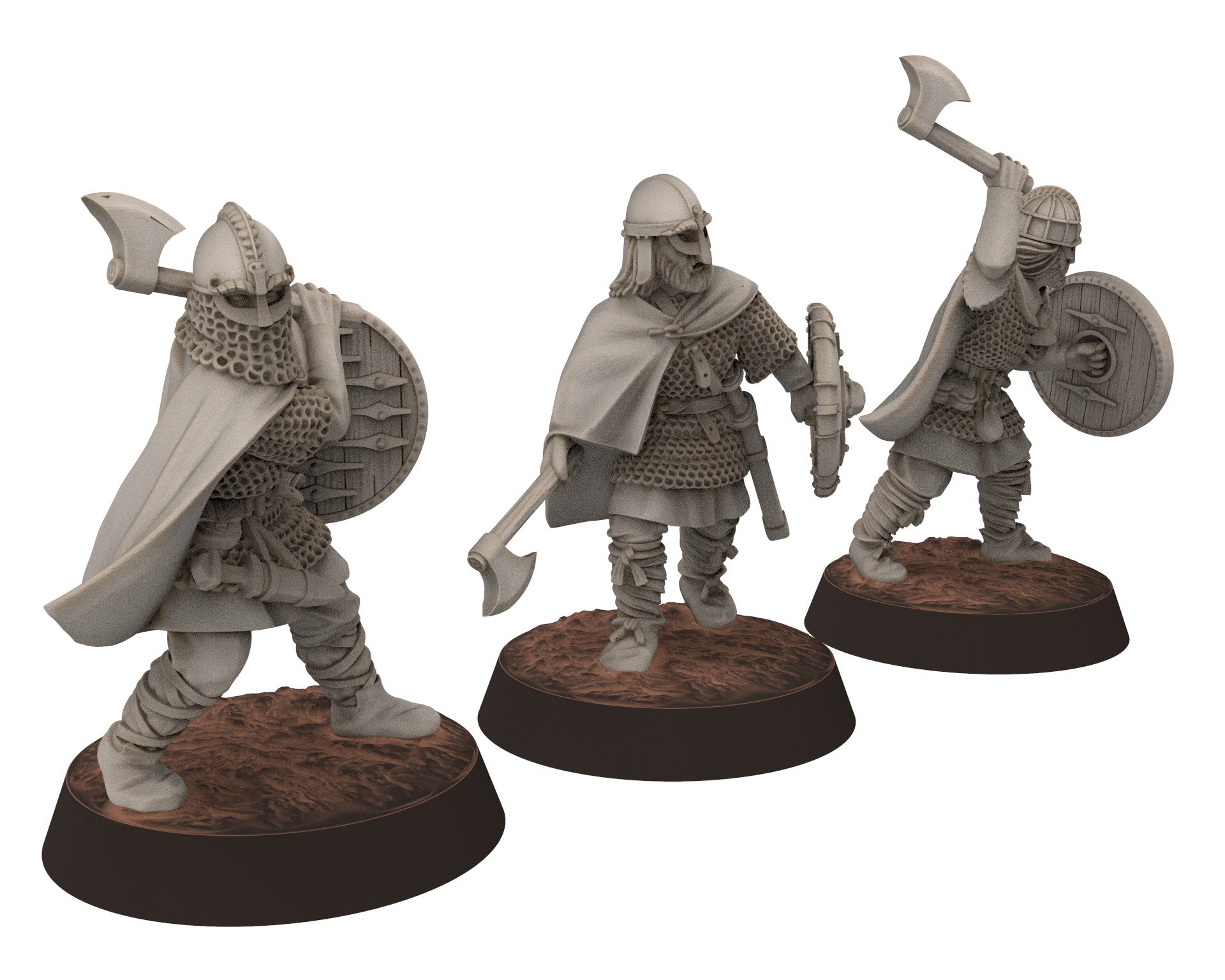 Wildmen - Wildmen heavy Axemen with shield, Dun warriors warband, Middle rings miniatures for wargame D&D, Lotr... Medbury miniatures