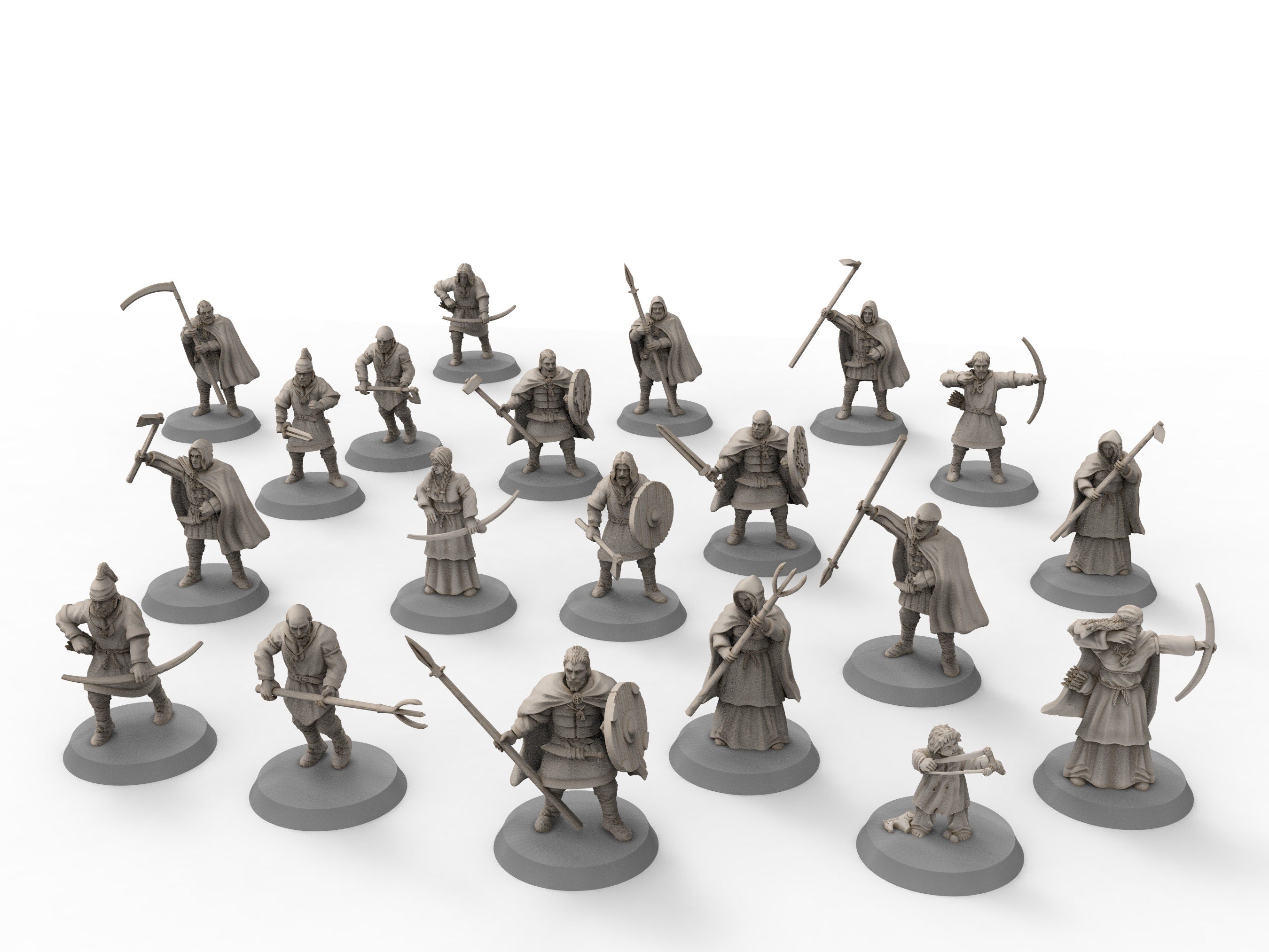 Rohan - Militia on foot, Kingdom of Rohan,  the Horse-lords,  rider of the mark,  minis for wargame D&D, Lotr...