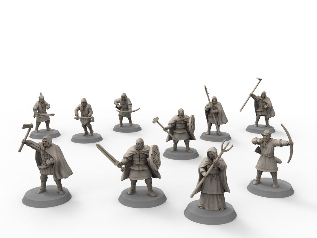 Rohan - Militia on foot, Kingdom of Rohan,  the Horse-lords,  rider of the mark,  minis for wargame D&D, Lotr...