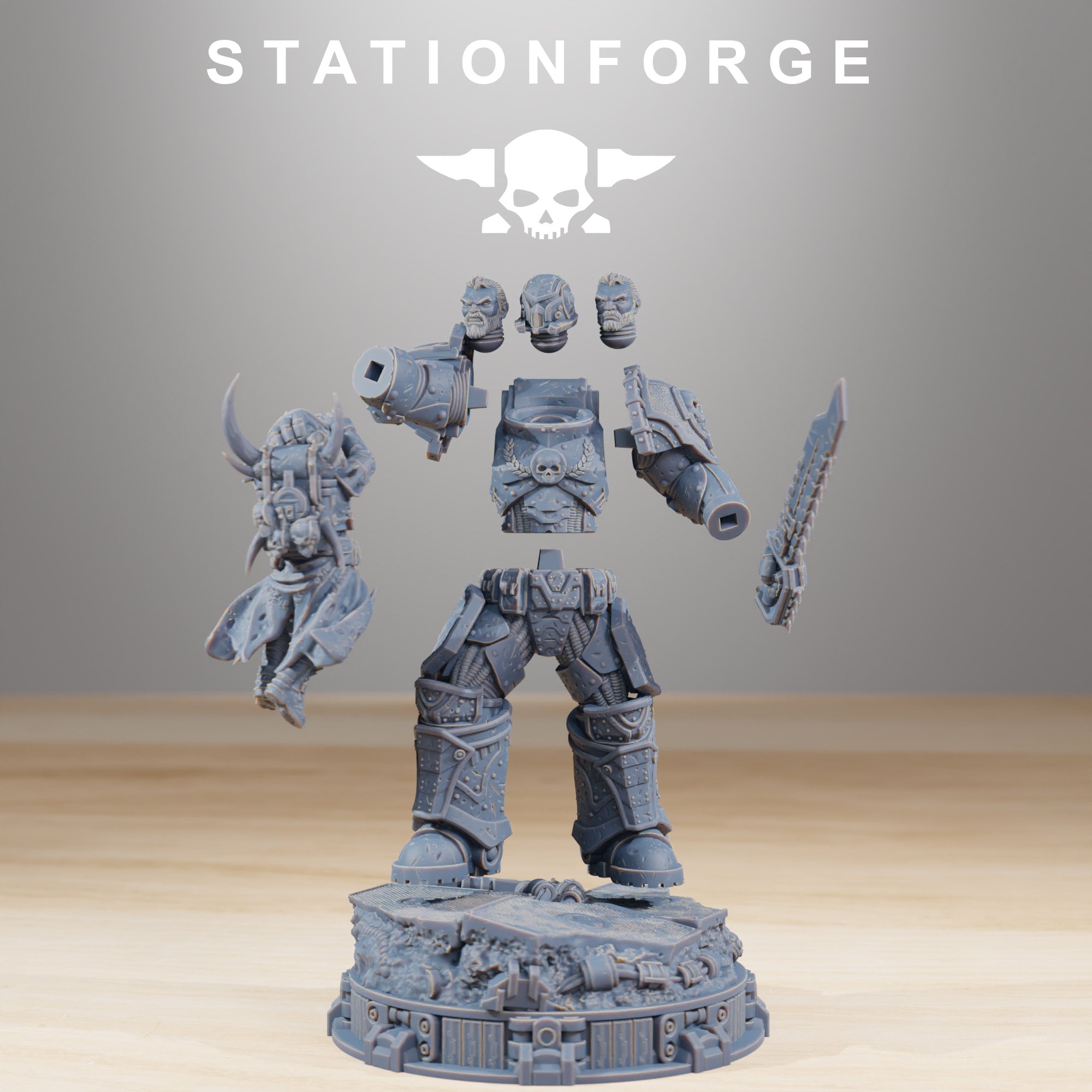 Socratis - Statue Collectible and Bust, mechanized infantry, post apocalyptic empire, usable for tabletop wargame.