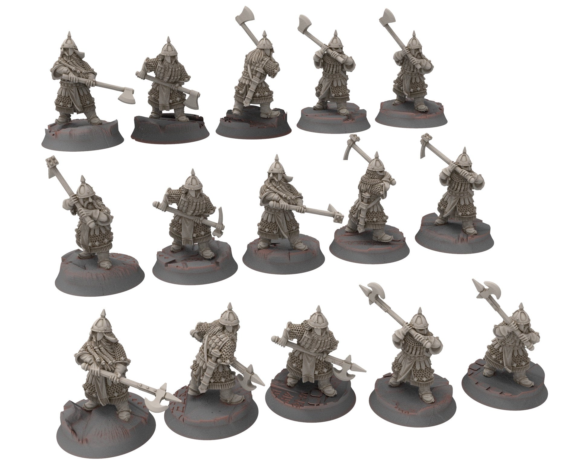 Dwarves - Gur-Adur 2 Handed Weapons elite warriors, The Dwarfs of The Mountains, for Lotr, Medbury miniatures