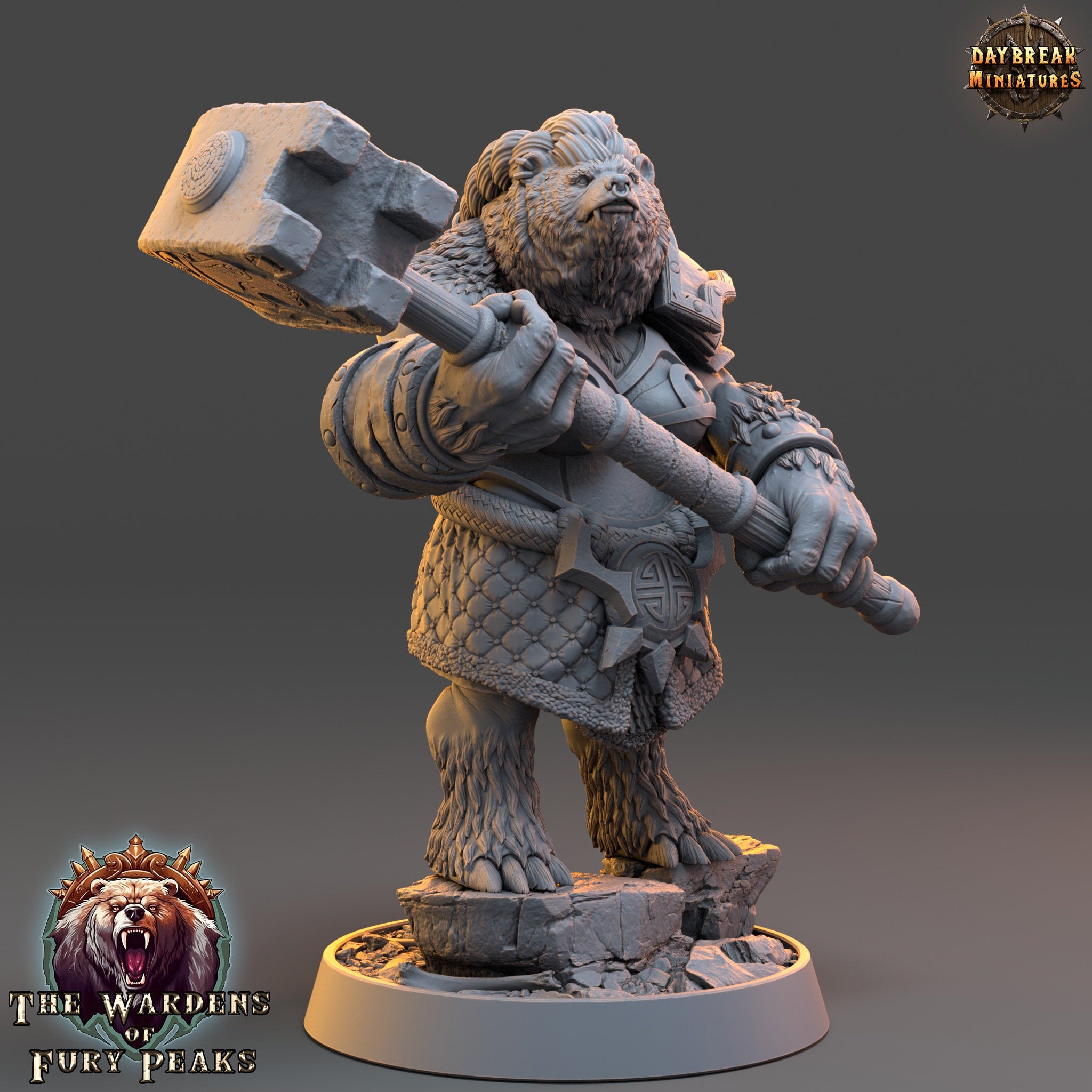 Bears warriors - Mercoria Tenfoot, The Wardens of Fury Peaks, daybreak miniatures, for Wargames, Pathfinder, Dungeons & Dragons TTRPG