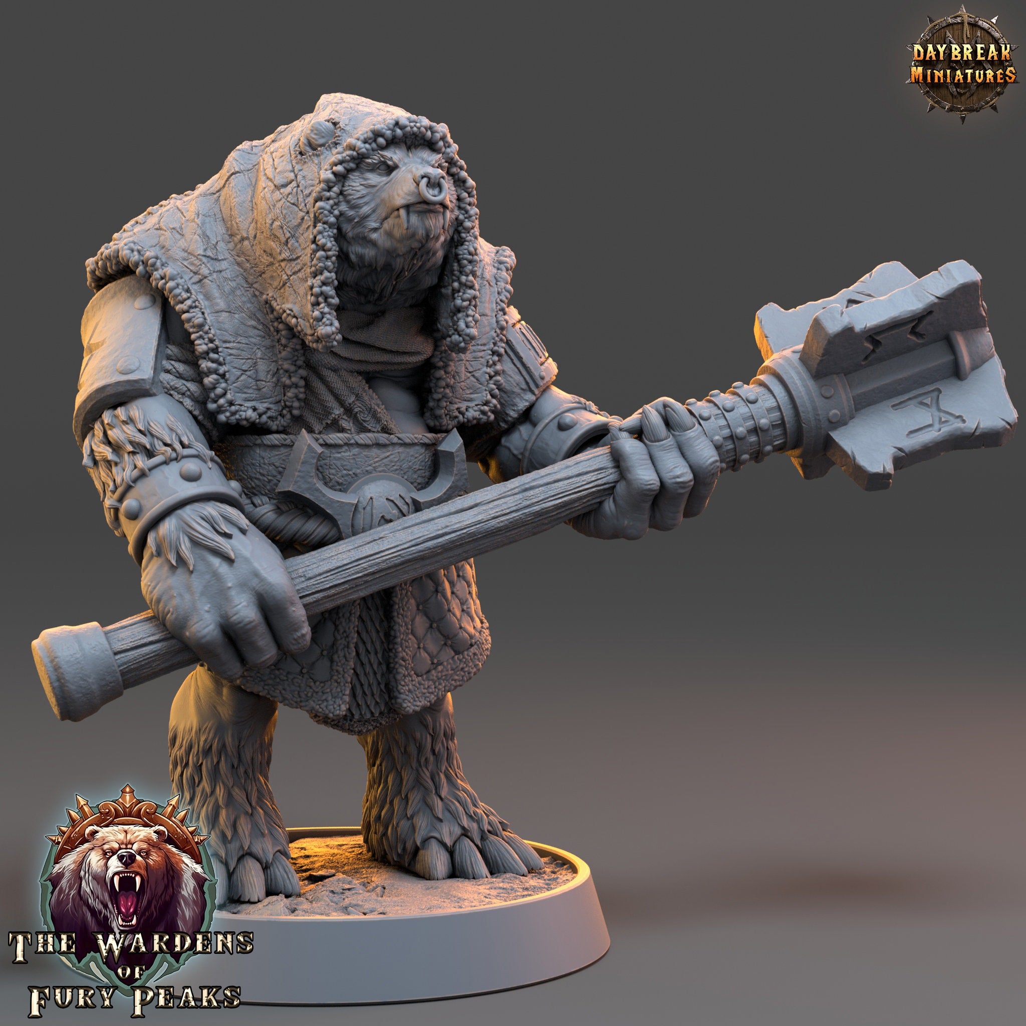 Bears warriors - Basher Cree, The Wardens of Fury Peaks, daybreak miniatures, for Wargames, Pathfinder, Dungeons & Dragons TTRPG