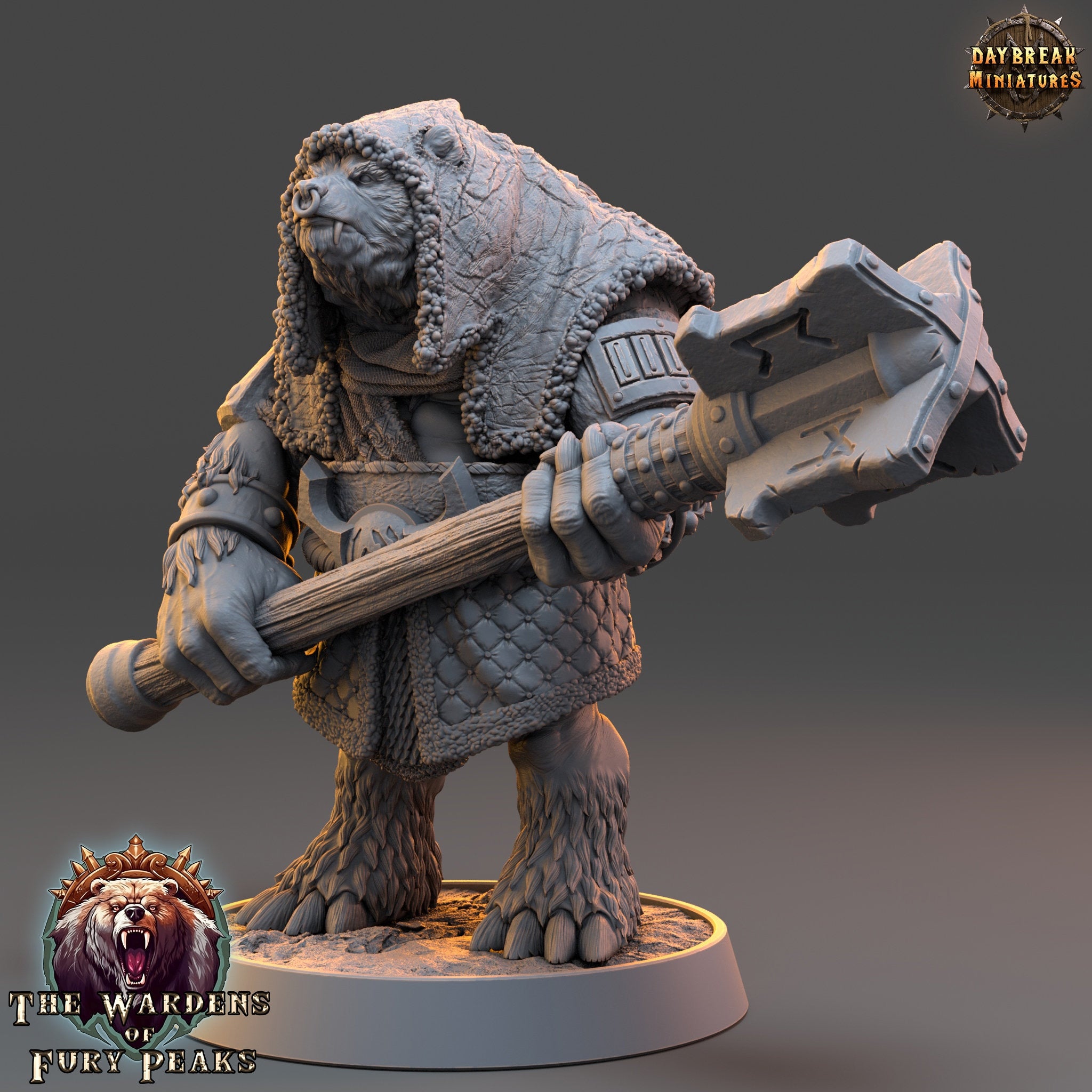 Bears warriors - Basher Cree, The Wardens of Fury Peaks, daybreak miniatures, for Wargames, Pathfinder, Dungeons & Dragons TTRPG