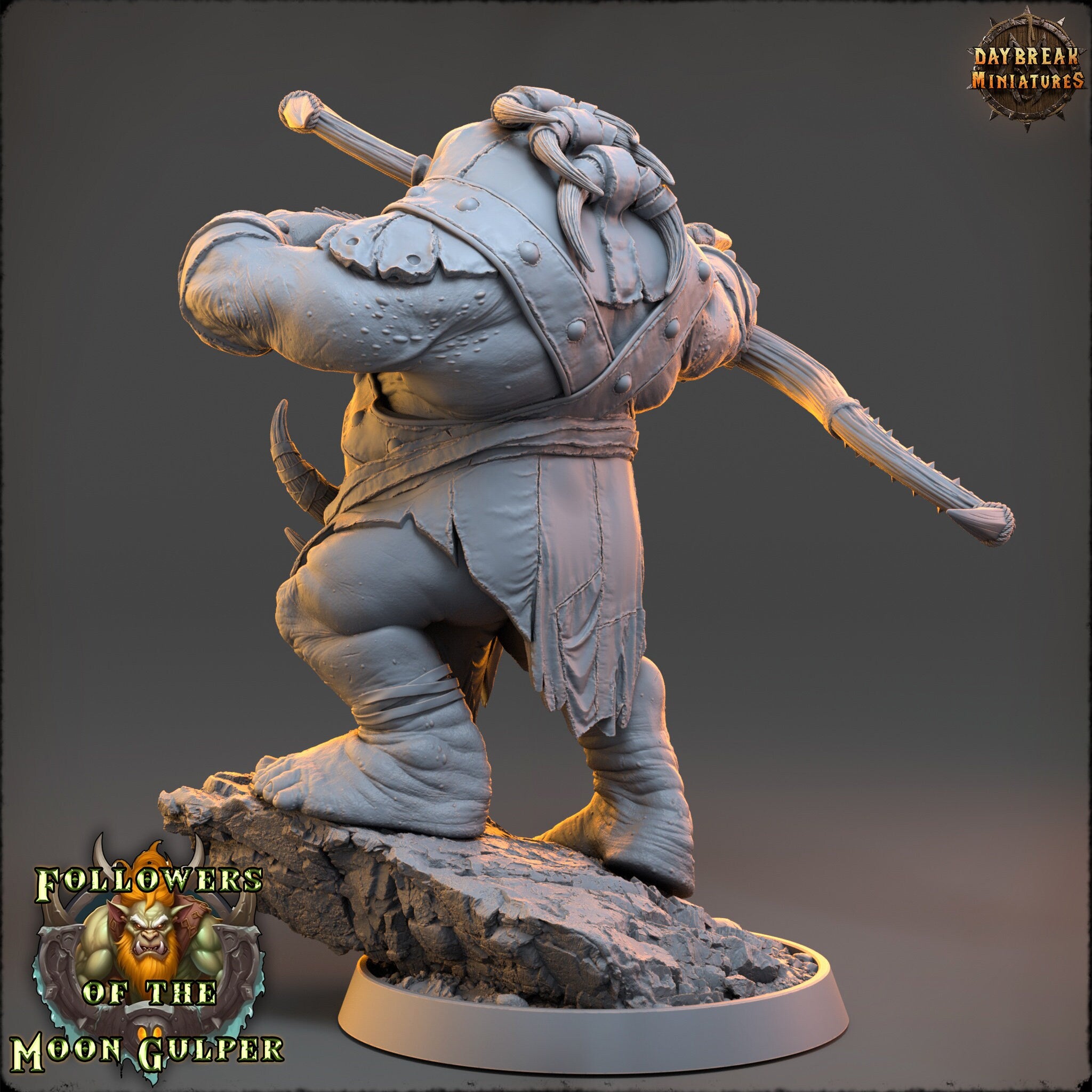 Ogre - Soldier - Bozbek Cleggtrace, Followers of the Moon Gulper, daybreak miniatures, for Wargames, Pathfinder, Dungeons & Dragons TTRPG