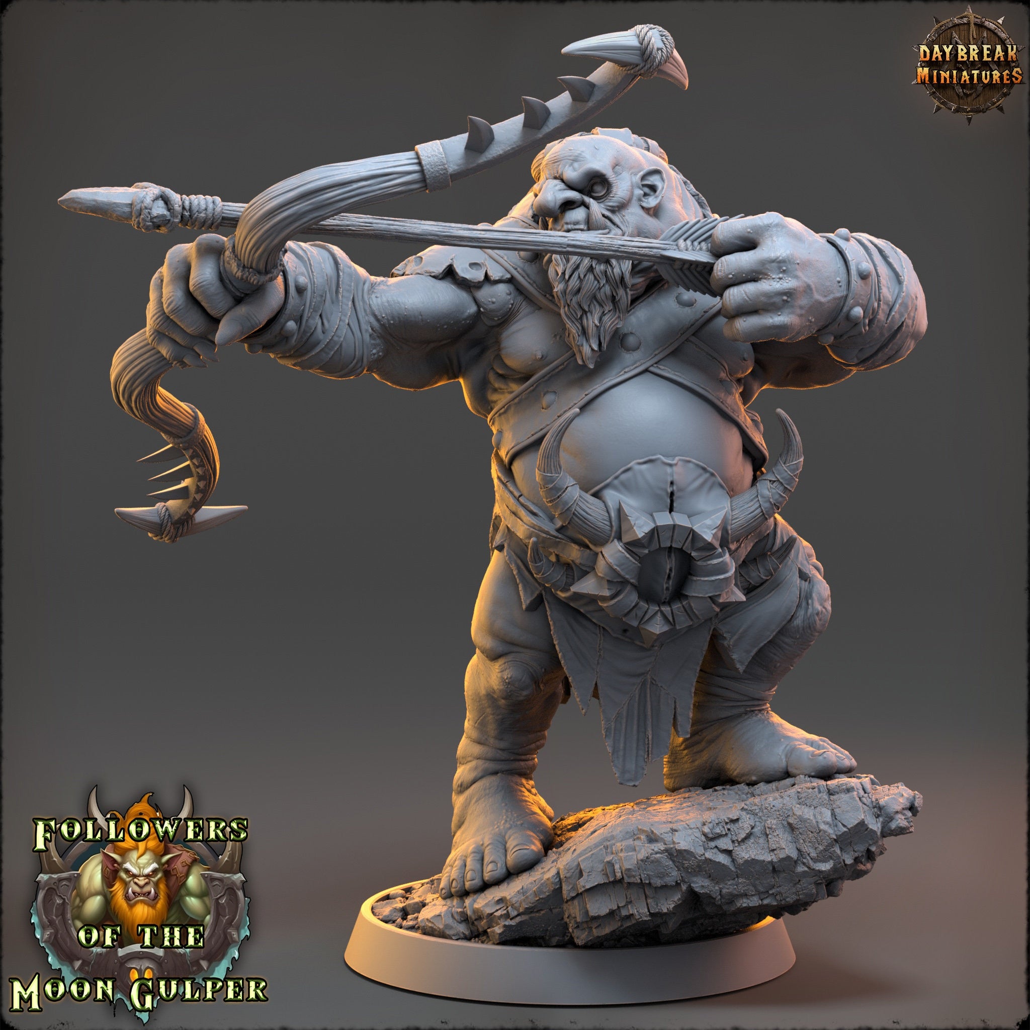 Ogre - Soldier - Bozbek Cleggtrace, Followers of the Moon Gulper, daybreak miniatures, for Wargames, Pathfinder, Dungeons & Dragons TTRPG