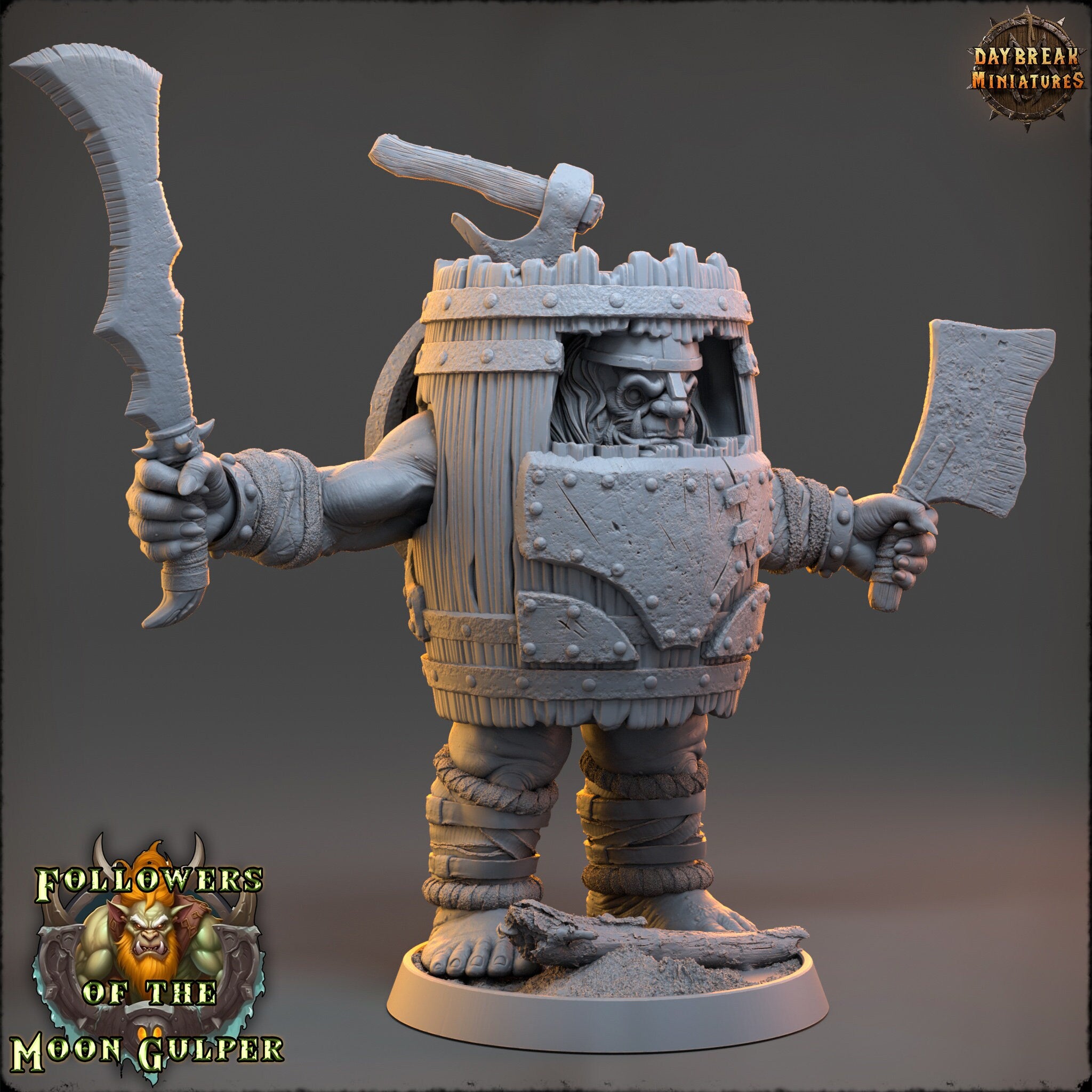 Ogre - Crong Badbarrel , Followers of the Moon Gulper, daybreak miniatures, for Wargames, Pathfinder, Dungeons & Dragons TTRPG