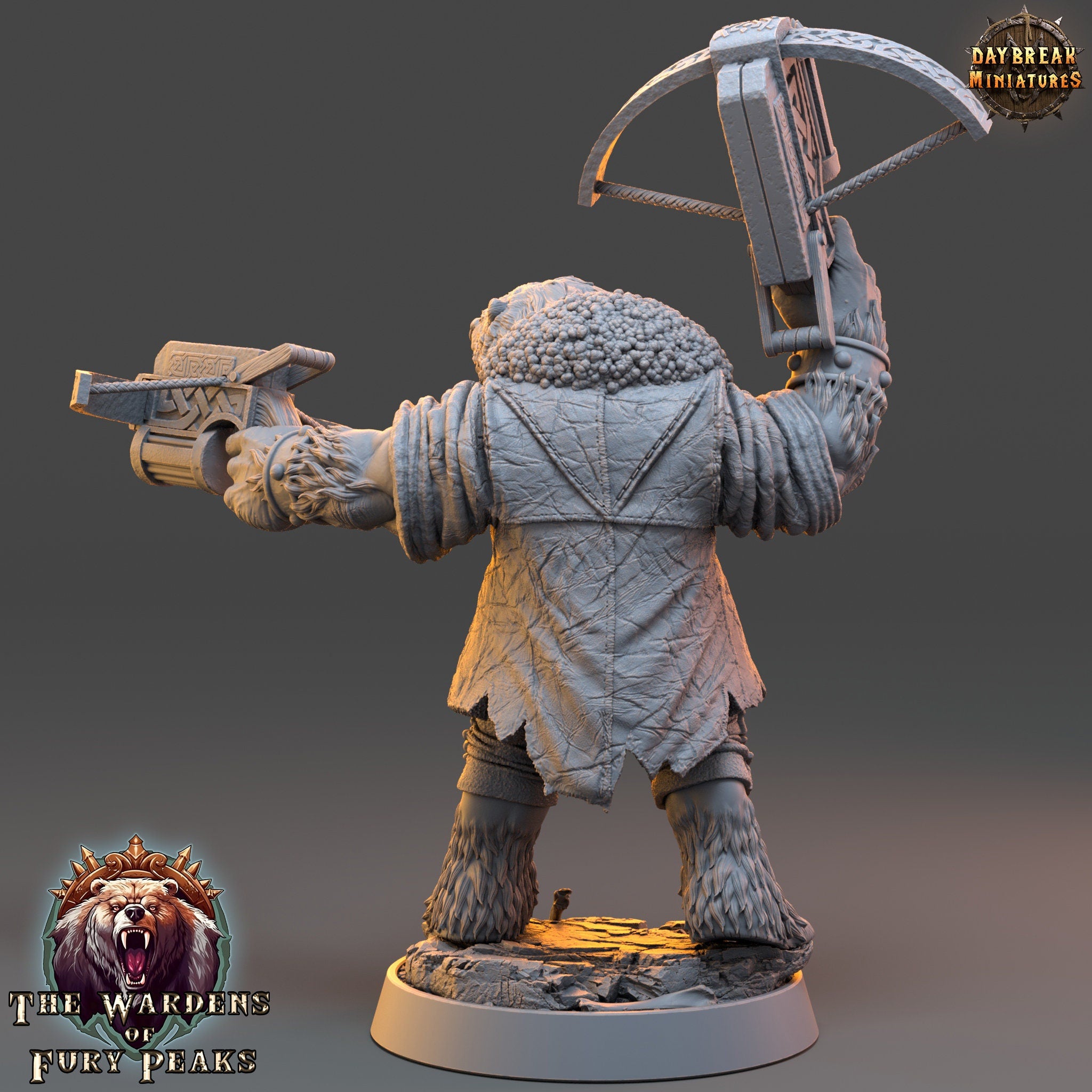 Bears warriors - Zinter Doubleshot, The Wardens of Fury Peaks, daybreak miniatures, for Wargames, Pathfinder, Dungeons & Dragons TTRPG