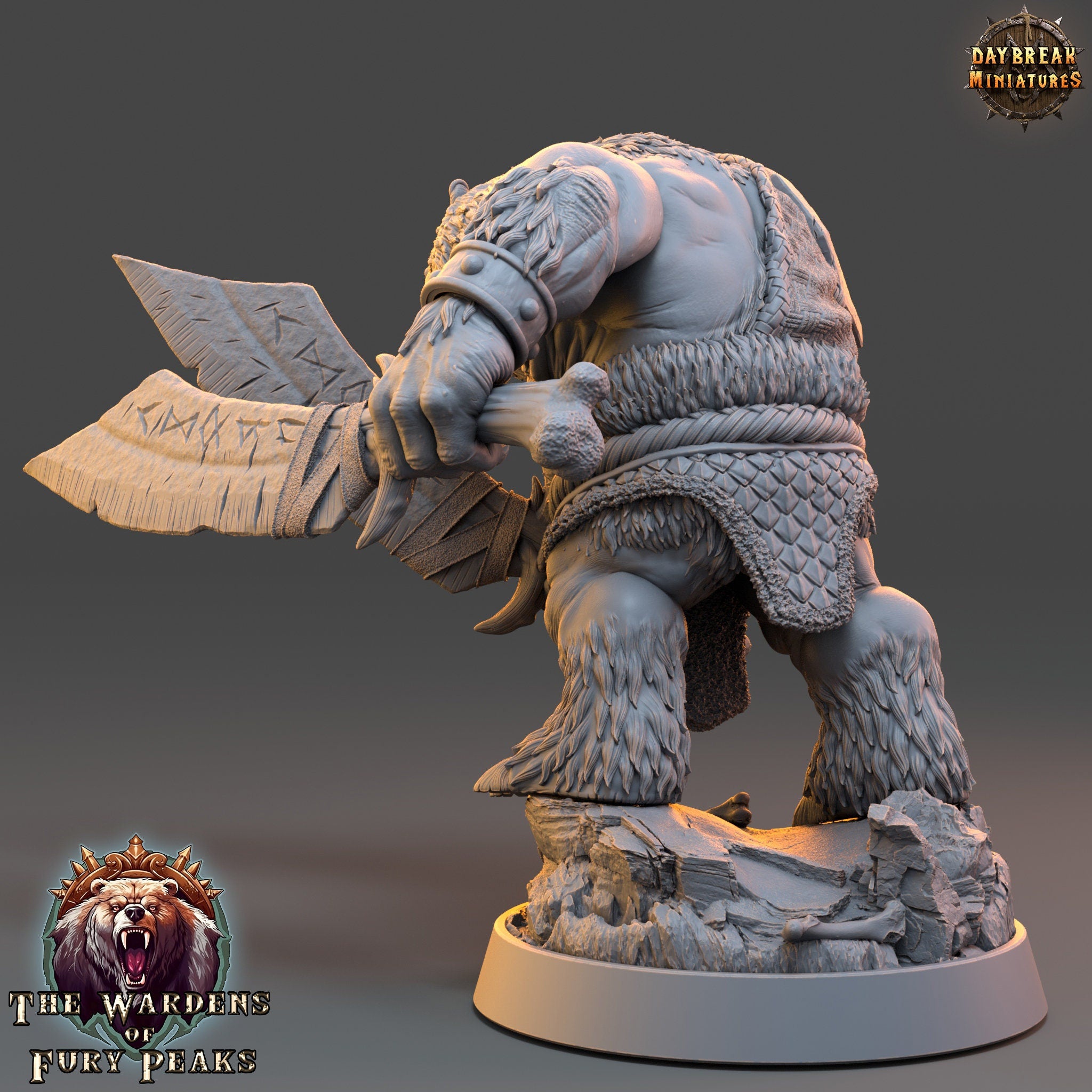 Bears warriors - Rana Ripclaw, The Wardens of Fury Peaks, daybreak miniatures, for Wargames, Pathfinder, Dungeons & Dragons TTRPG