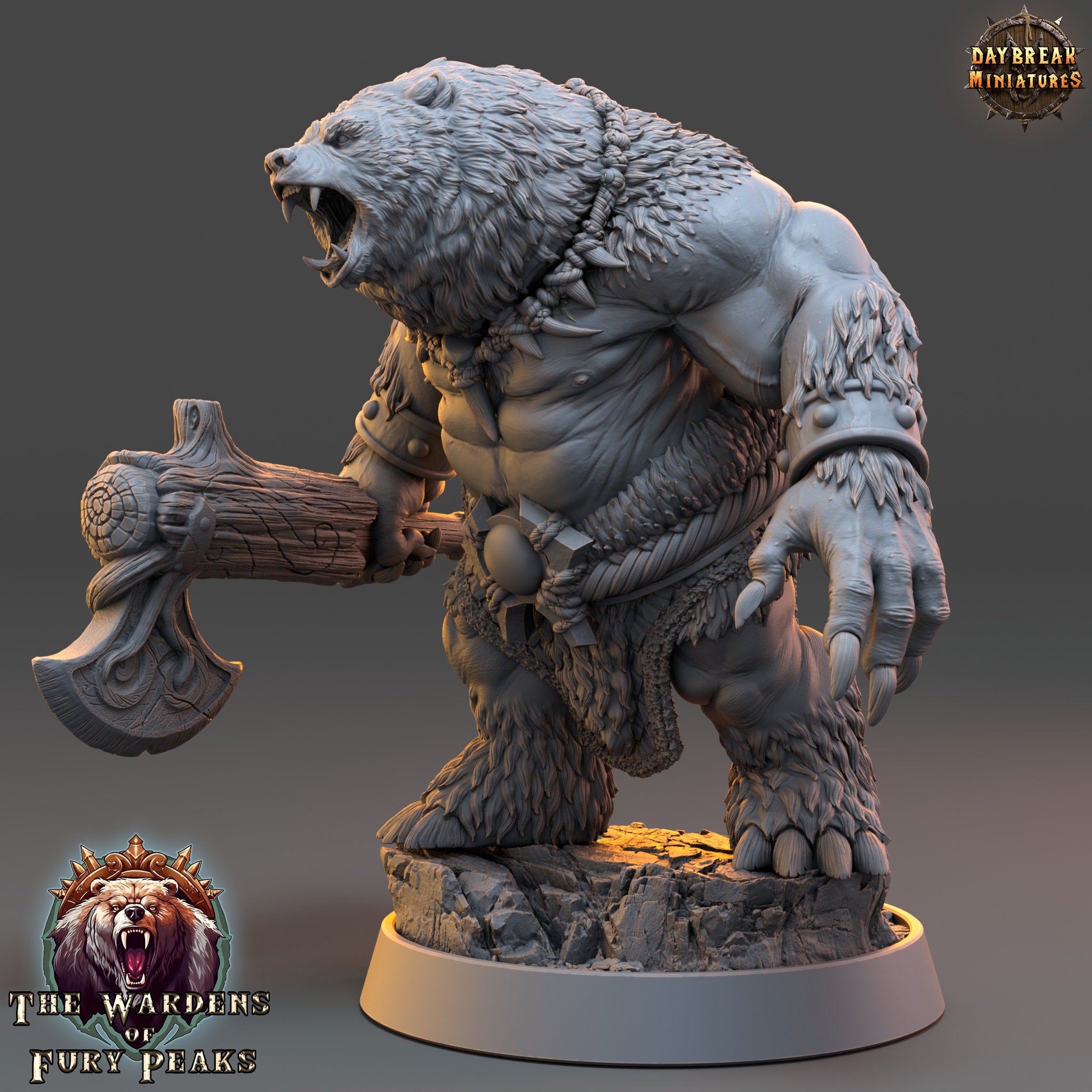 Bears warriors - Carnag Angman, The Wardens of Fury Peaks, daybreak miniatures, for Wargames, Pathfinder, Dungeons & Dragons TTRPG