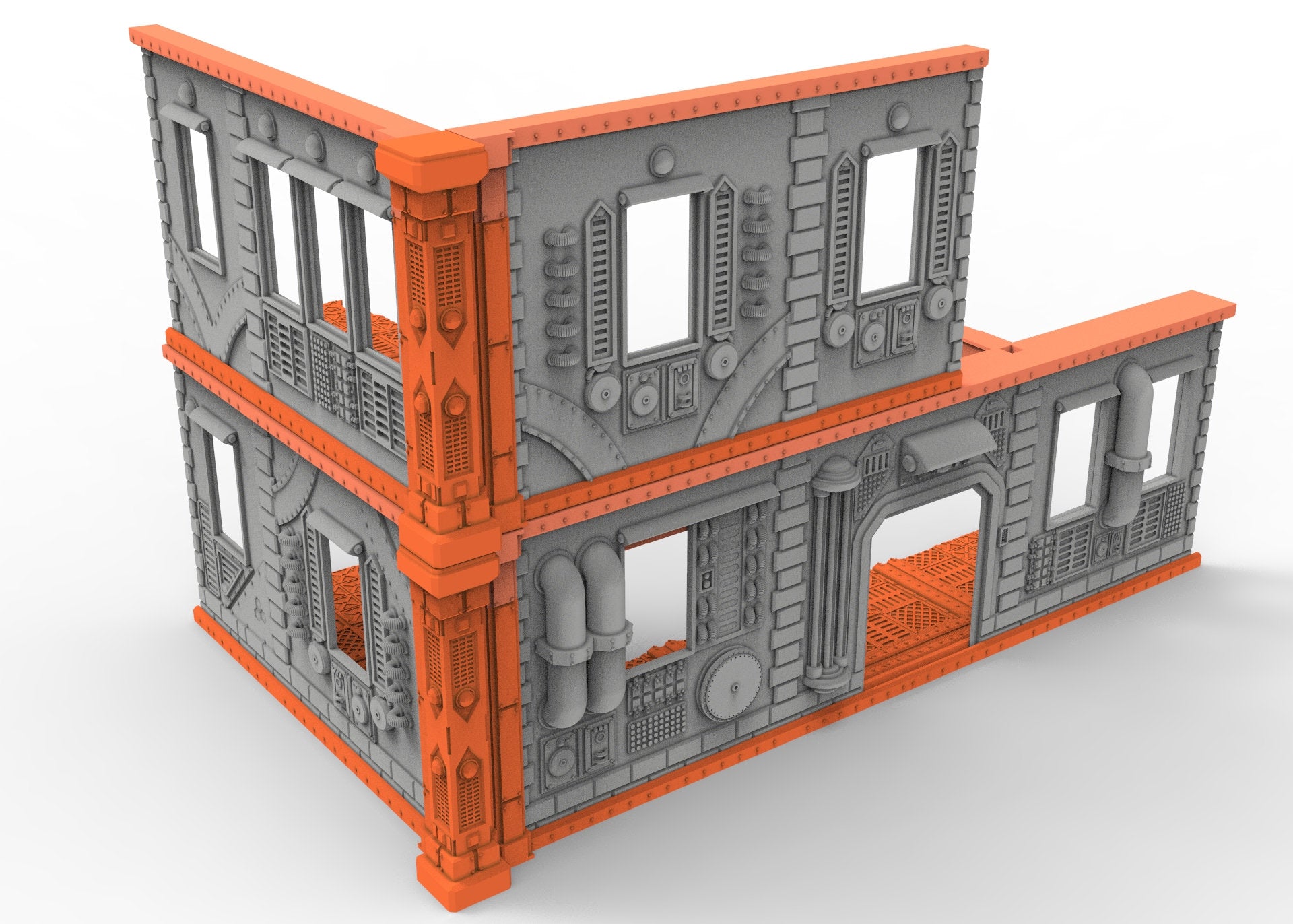 40k WTC 2 stored Ruins, Industrial steampunk imperial biome, building scenery terrain, for warmachine, infinity, wargame scifi...