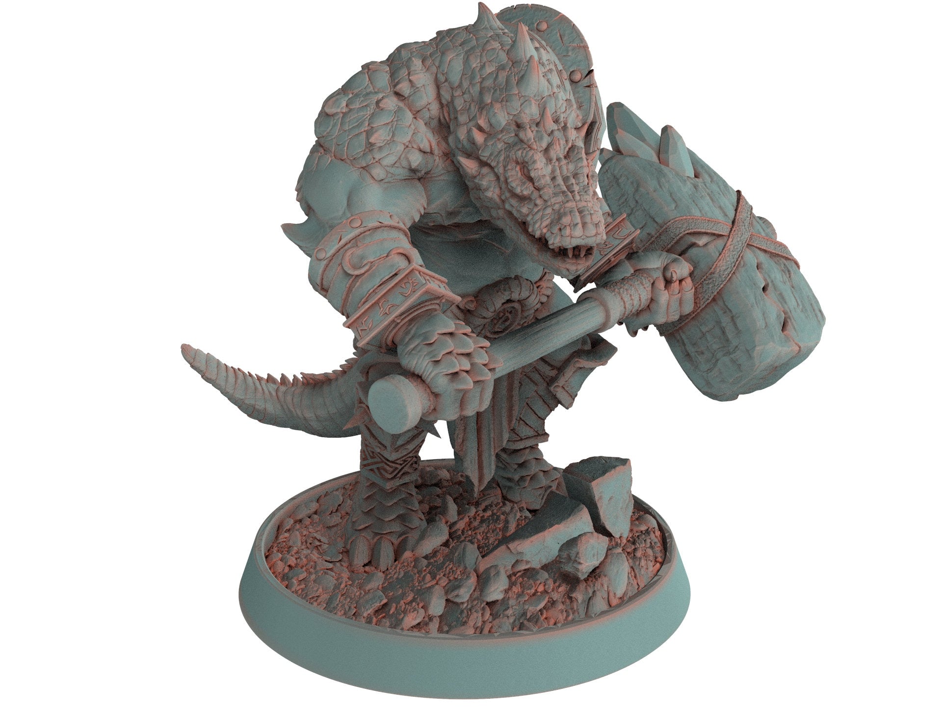 Crocodile warriors - Magton Jawhammer - The Sharptails of Hacksaw River, daybreak miniatures, for Wargames, Pathfinder, Dungeons & Dragons