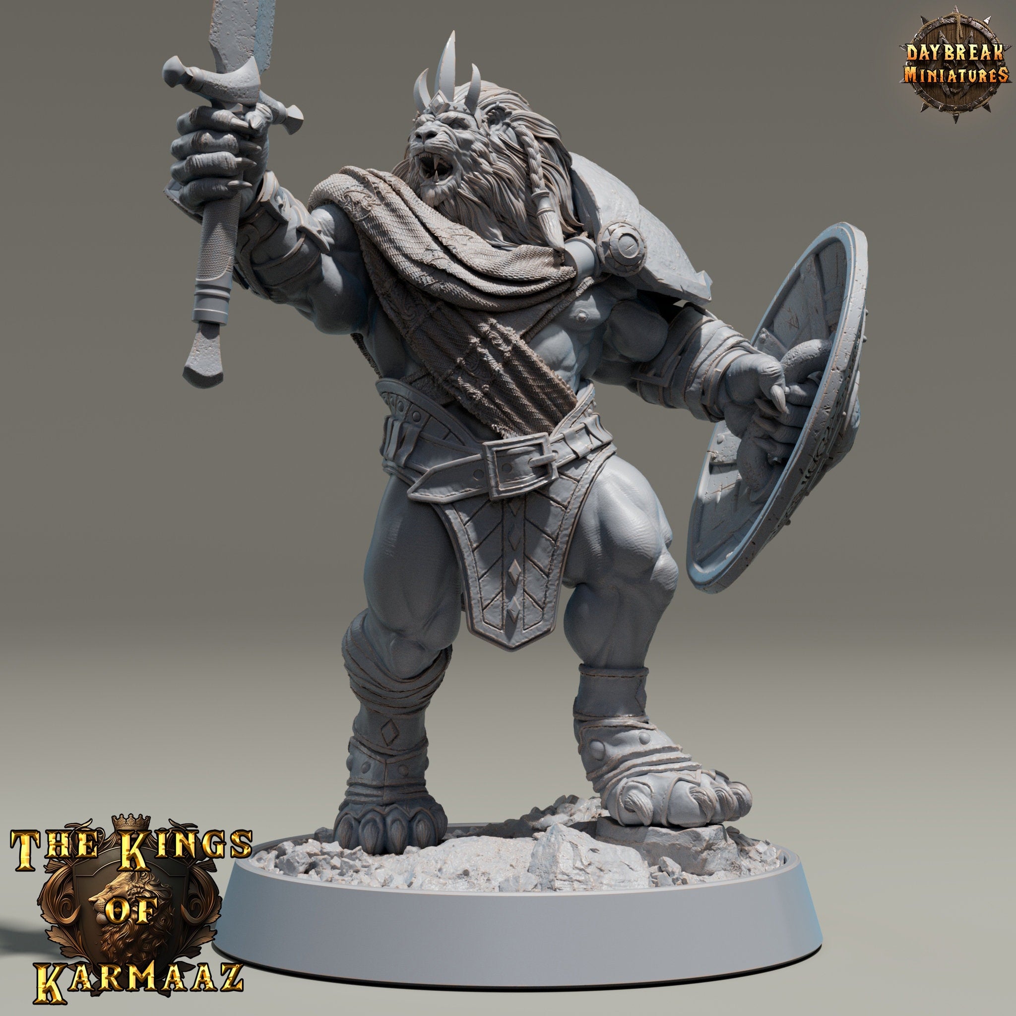 Lion kingdom - King Goldenmane - The Kings of Karmaaz, daybreak miniatures, for Wargames, Pathfinder, Dungeons & Dragons