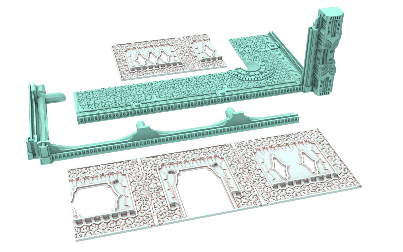 40k WTC 3 stored Ruins, Cinan necropolis egyptian futuristic biome, building scenery terrain, for warmachine, infinity, wargame scifi...