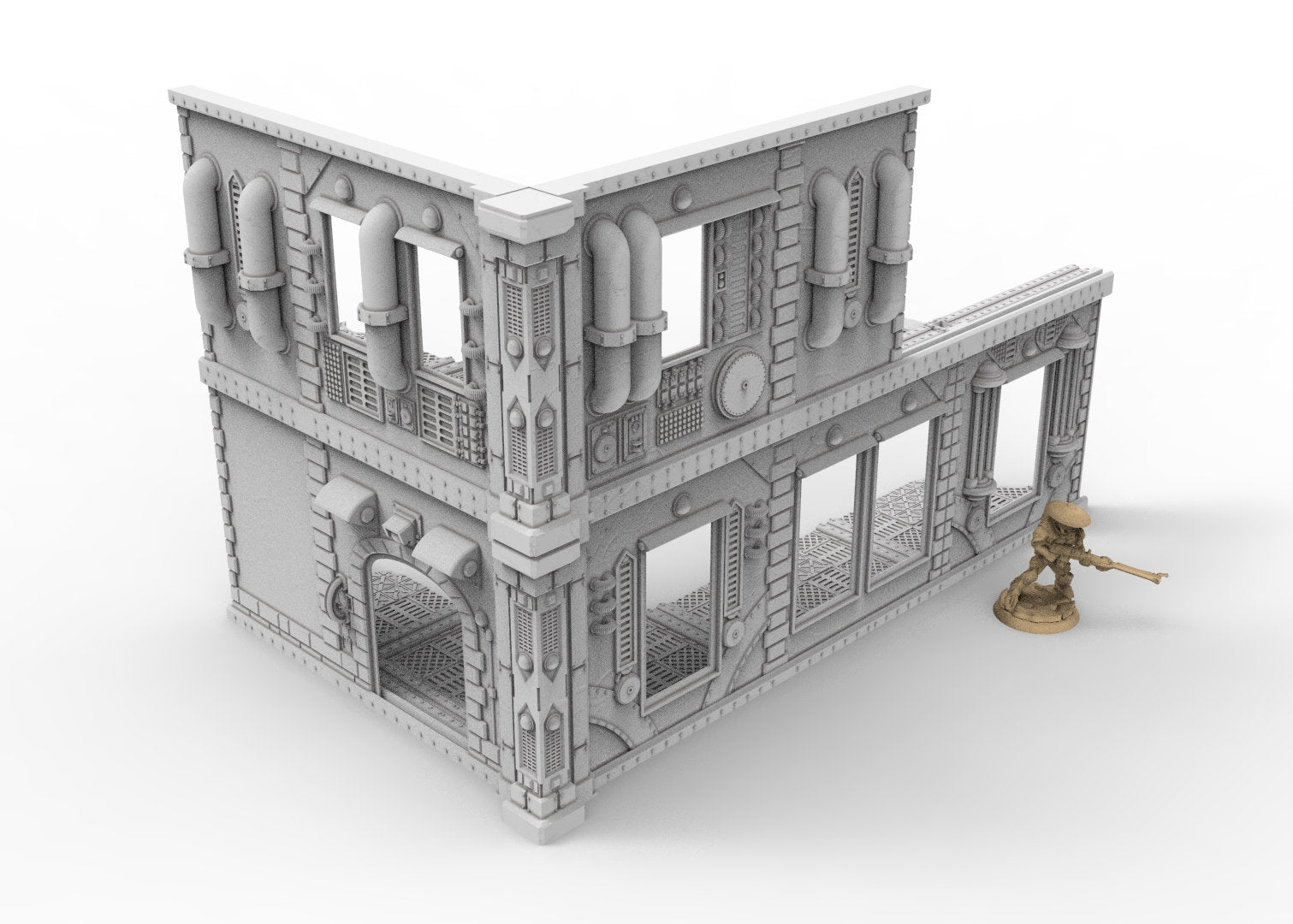 40k WTC 2 stored Ruins, Industrial steampunk imperial biome, building scenery terrain, for warmachine, infinity, wargame scifi...
