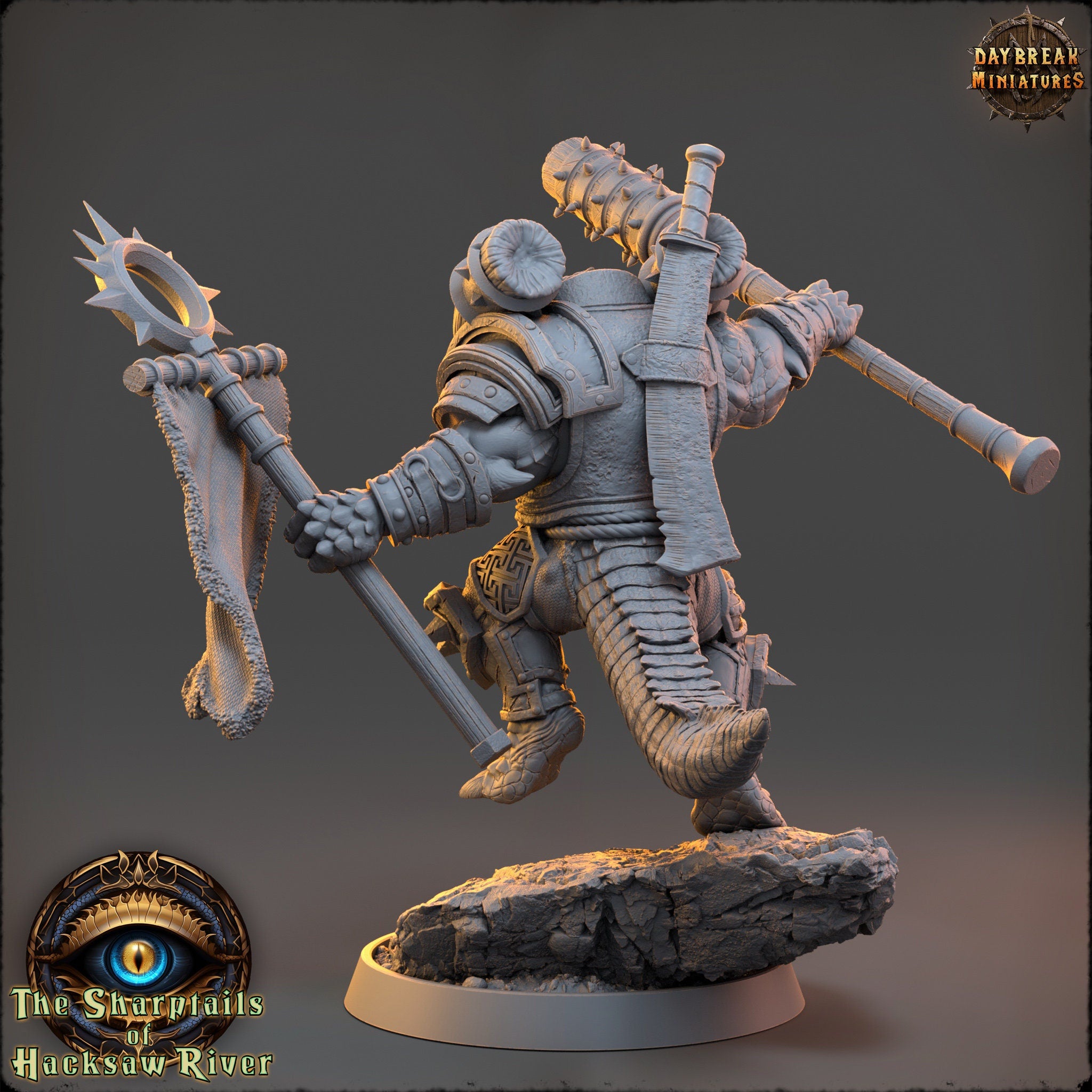 Crocodile warriors - Firstmate Cranmer - The Sharptails of Hacksaw River, daybreak miniatures, for Wargames, Pathfinder, Dungeons & Dragons
