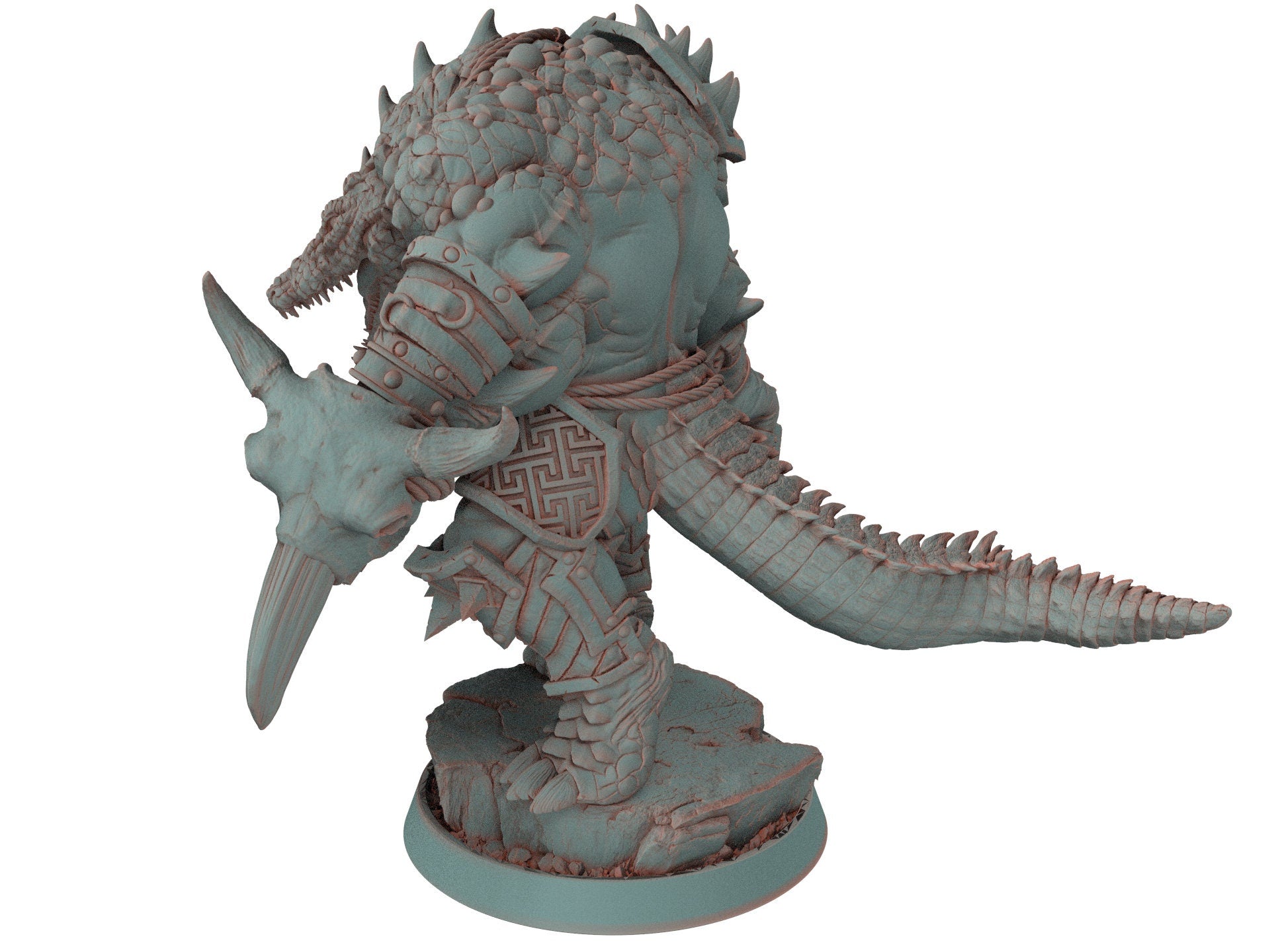 Crocodile warriors - Fist Scattergut - The Sharptails of Hacksaw River, daybreak miniatures, for Wargames, Pathfinder, Dungeons & Dragons