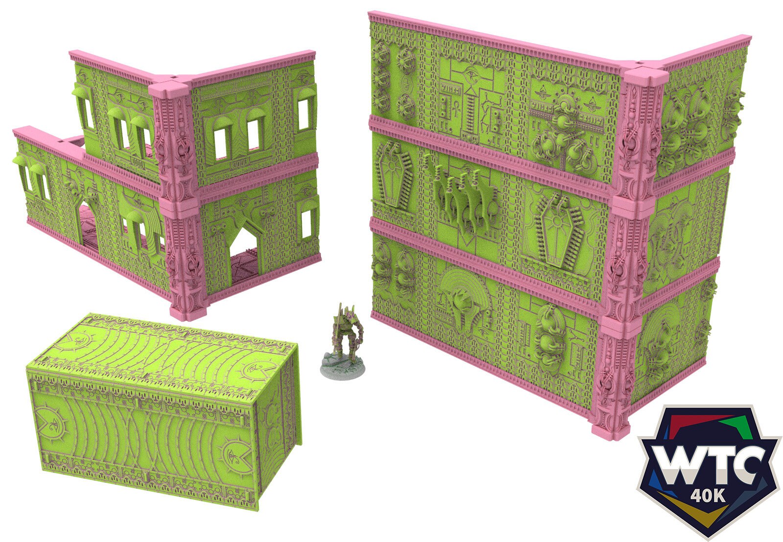 40k WTC 2 stored Ruins, Cinan necropolis egyptian futuristic biome, building scenery terrain, for warmachine, infinity, wargame scifi...