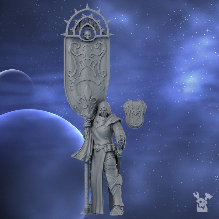 Battle Sister - Standard Bearer of the St Moon & Retinue of Piligrims, sorority, crusade battle