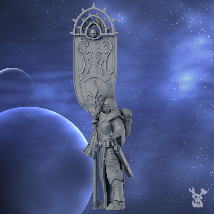 Battle Sister - Standard Bearer of the St Moon & Retinue of Piligrims, sorority, crusade battle