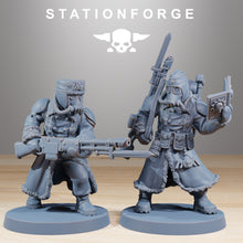 Load image into Gallery viewer, GrimGuard - Frostwatch, mechanized infantry, post apocalyptic empire, usable for tabletop wargame.
