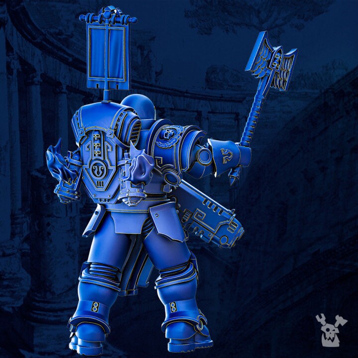 Legio Prima - Victrix Priest, mechanized infantry, post apocalyptic empire, usable for tabletop wargame.