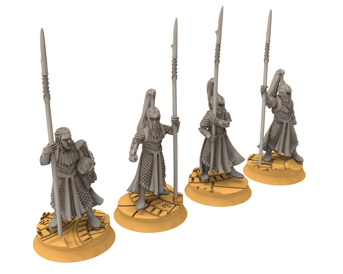 Darkwood - King royal guards pikemen Forest Warriors - pike, Middle rings miniatures for wargame D&D, Lotr, Medbury miniatures