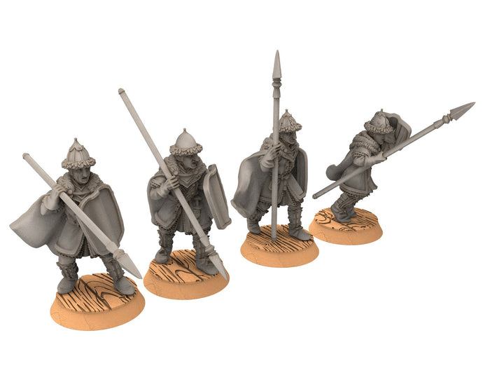 Lakecity - Spearmen of lakecity Torgorod, hero, Lake, dragon, Misty Mountains, Town miniatures for wargame D&D, Lotr... Medbury miniatures