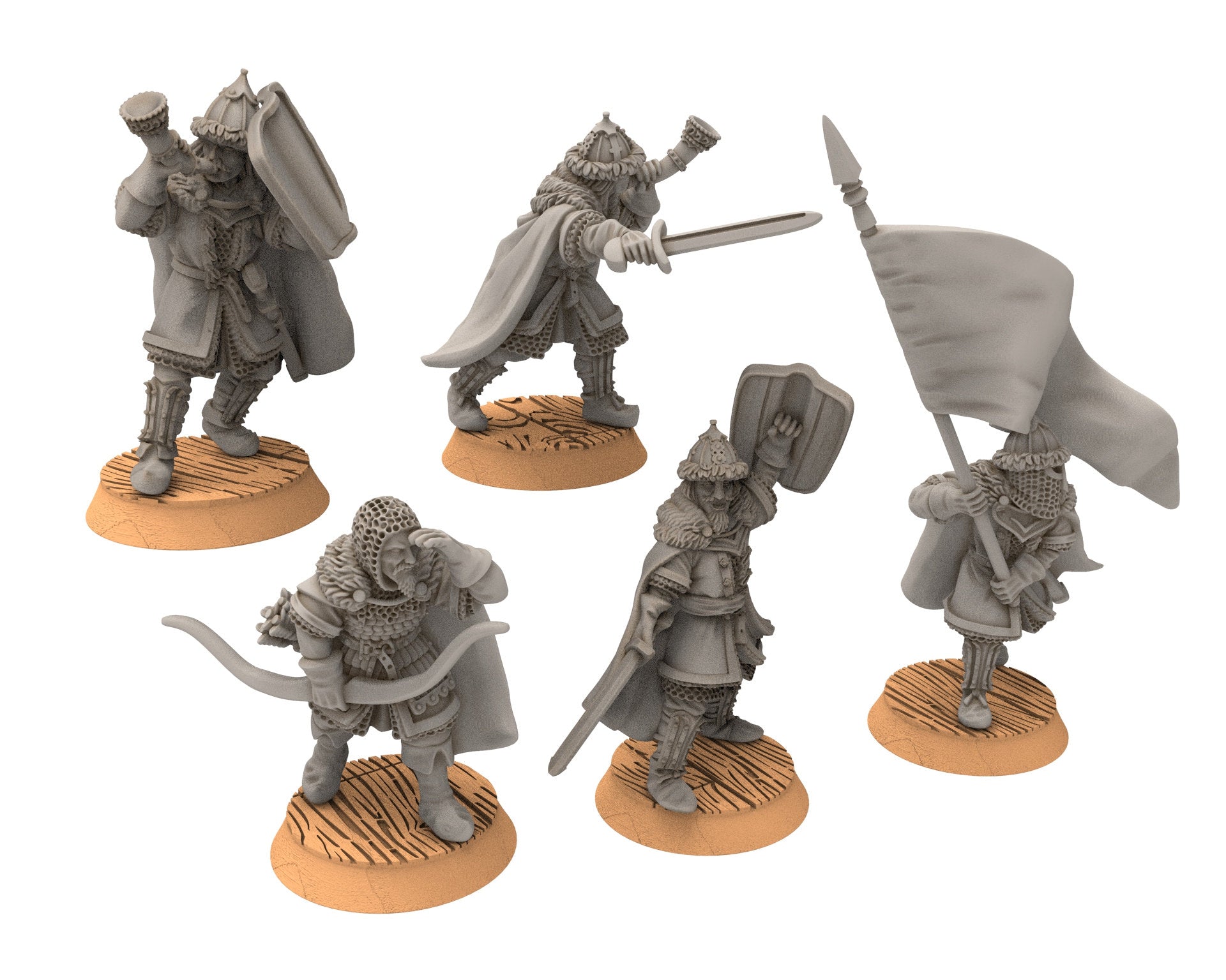 Lakecity - Captains of lakecity Torgorod, hero, Lake, dragon, Misty Mountains, Town miniatures for wargame D&D, Lotr... Medbury miniatures