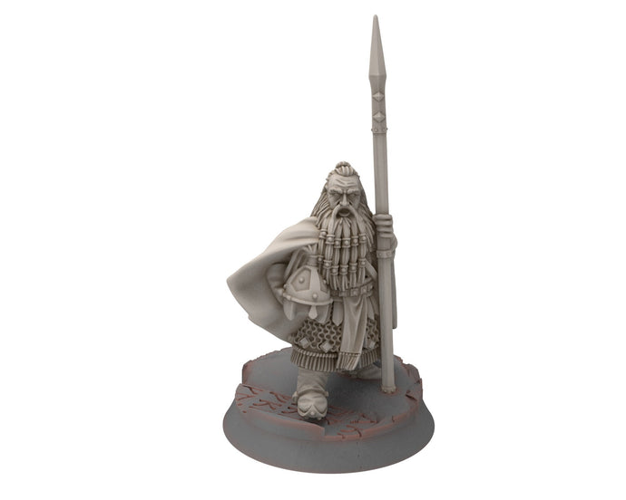 Dwarves - Captain with Spear, Gur-Adar Commanders, Dwarves warrior captains, The Dwarfs of The Mountains, for Lotr, Medbury miniatures