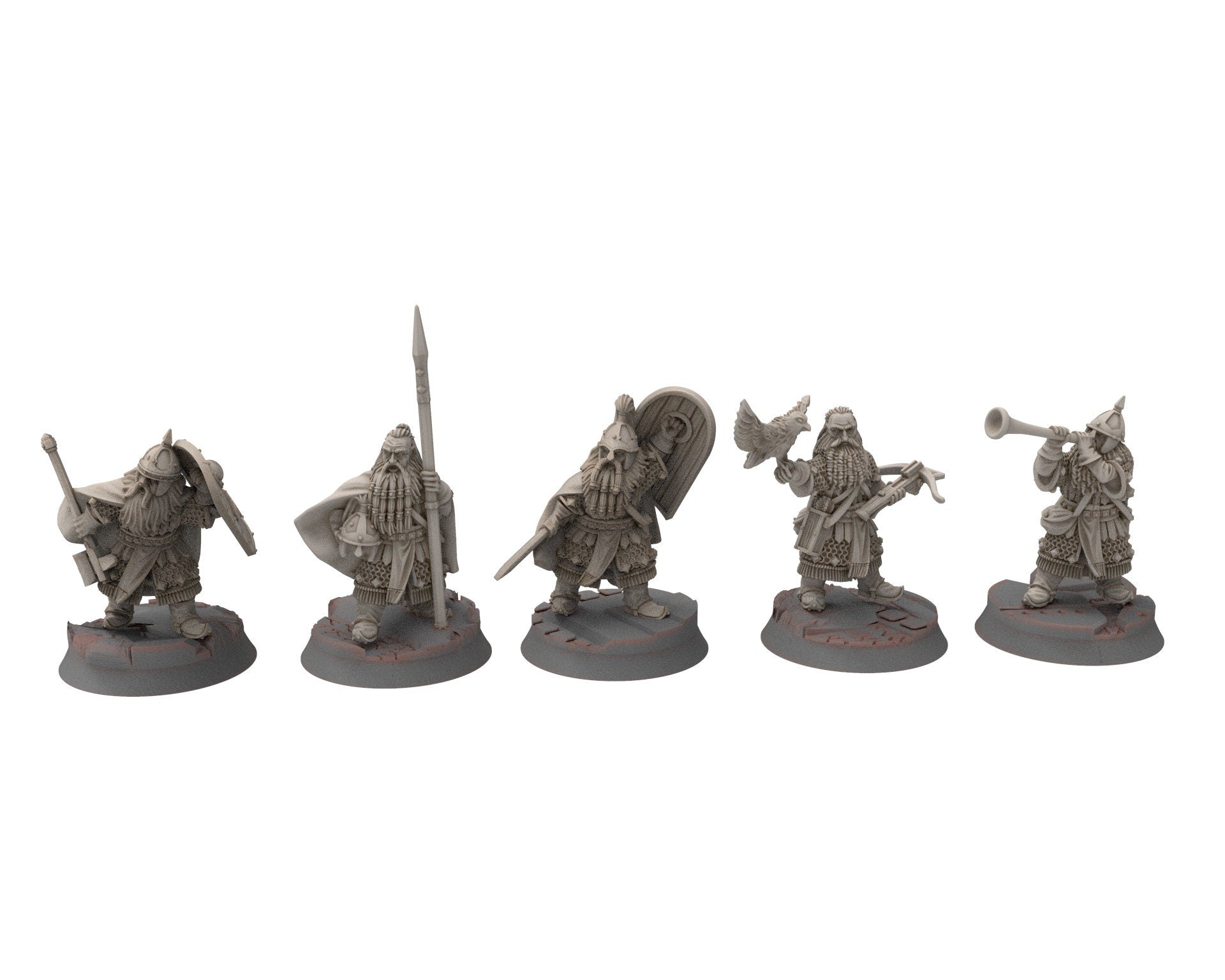 Dwarves - Horn blower, Gur-Adar Commanders, Dwarves warrior captains, The Dwarfs of The Mountains, for Lotr, Medbury miniatures