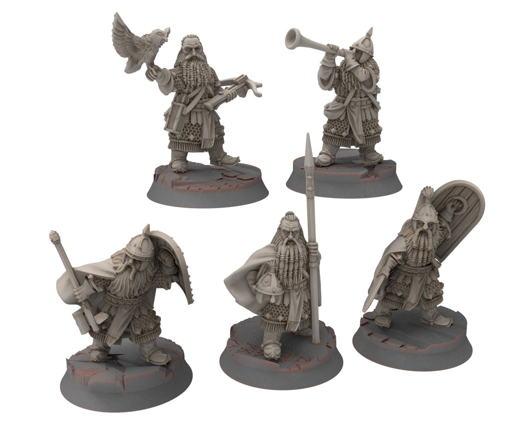 Dwarves - Raven and Crossbow, Gur-Adar Commanders, Dwarves warrior captains, The Dwarfs of The Mountains, for Lotr, Medbury miniatures
