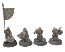 Load image into Gallery viewer, Dwarves - Banner bearer, Saphire Ridges Commanders, Dwarves warrior captains, The Dwarfs of The Mountains, for Lotr, Medbury miniatures
