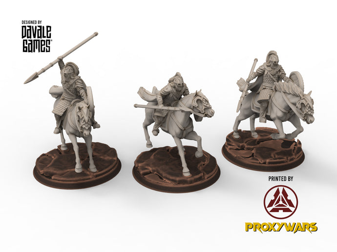 Rohan - West Human Royal Guard Mounted, Knight of Rohan, the Horse-lords, rider of the mark, minis for wargame D&D, Lotr...