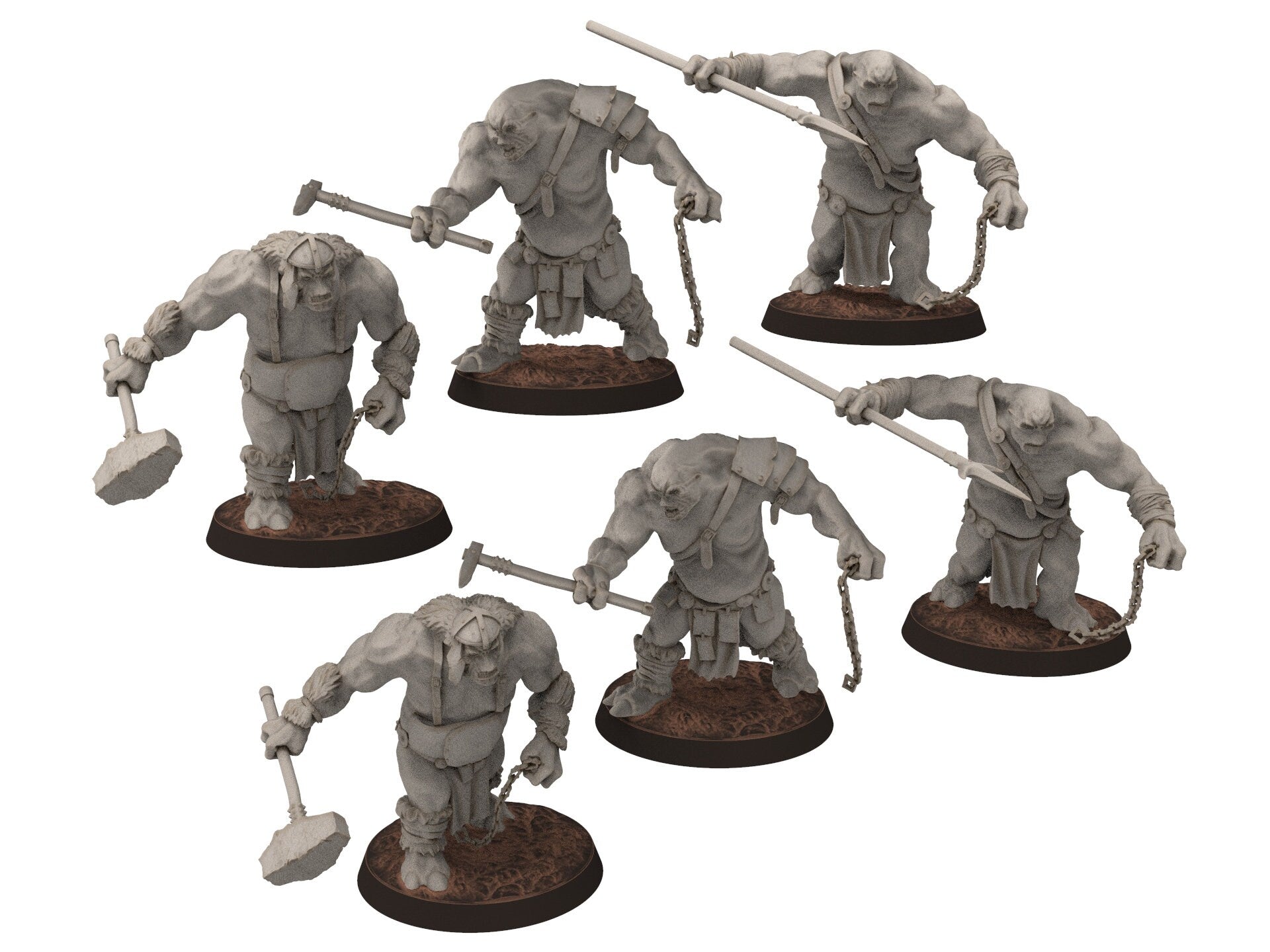 Goblin Cave - Fell Kingdom Trolls, Tamed cave troll warriors warband, Middle rings miniatures for wargame D&D, Lotr... Medbury miniatures