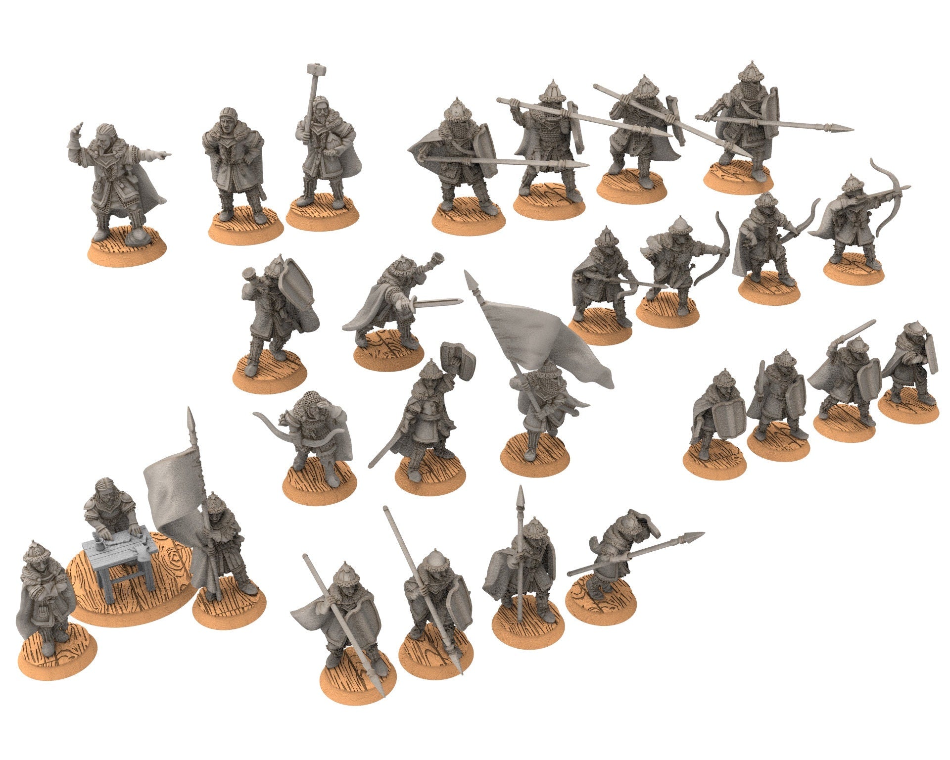 Lakecity - Pikemen of lakecity Torgorod, hero, Lake, dragon, Misty Mountains, Town miniatures for wargame D&D, Lotr... Medbury miniatures