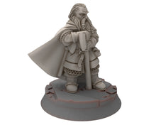 Load image into Gallery viewer, Dwarves - Dwarf with raven, Saphire Ridges Commanders, Dwarves warrior captains, The Dwarfs of The Mountains, for Lotr, Medbury miniatures
