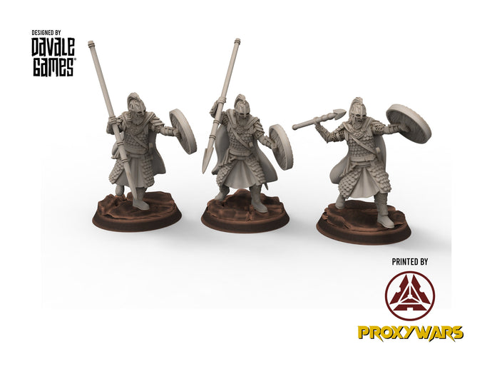 Rohan - West Human Royal Guard on Foot, Knight of Rohan, the Horse-lords, rider of the mark, minis for wargame D&D, Lotr...